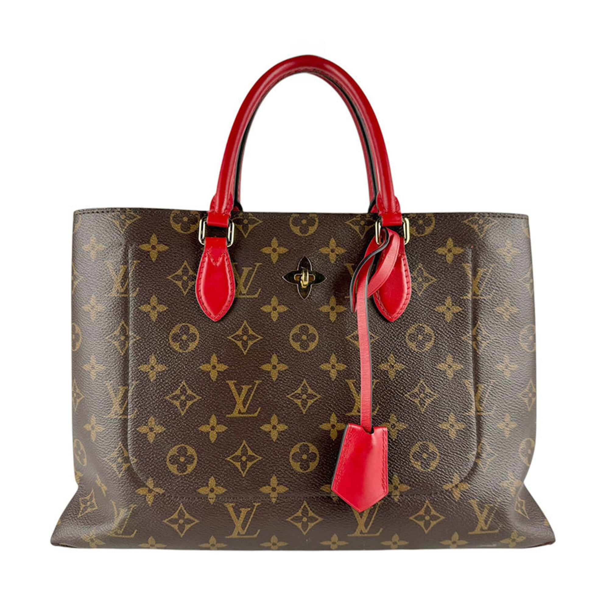 Louis Vuitton Brown Monogram Red Color Monogram Handbag Shoulder Bag (Pre-Owned)