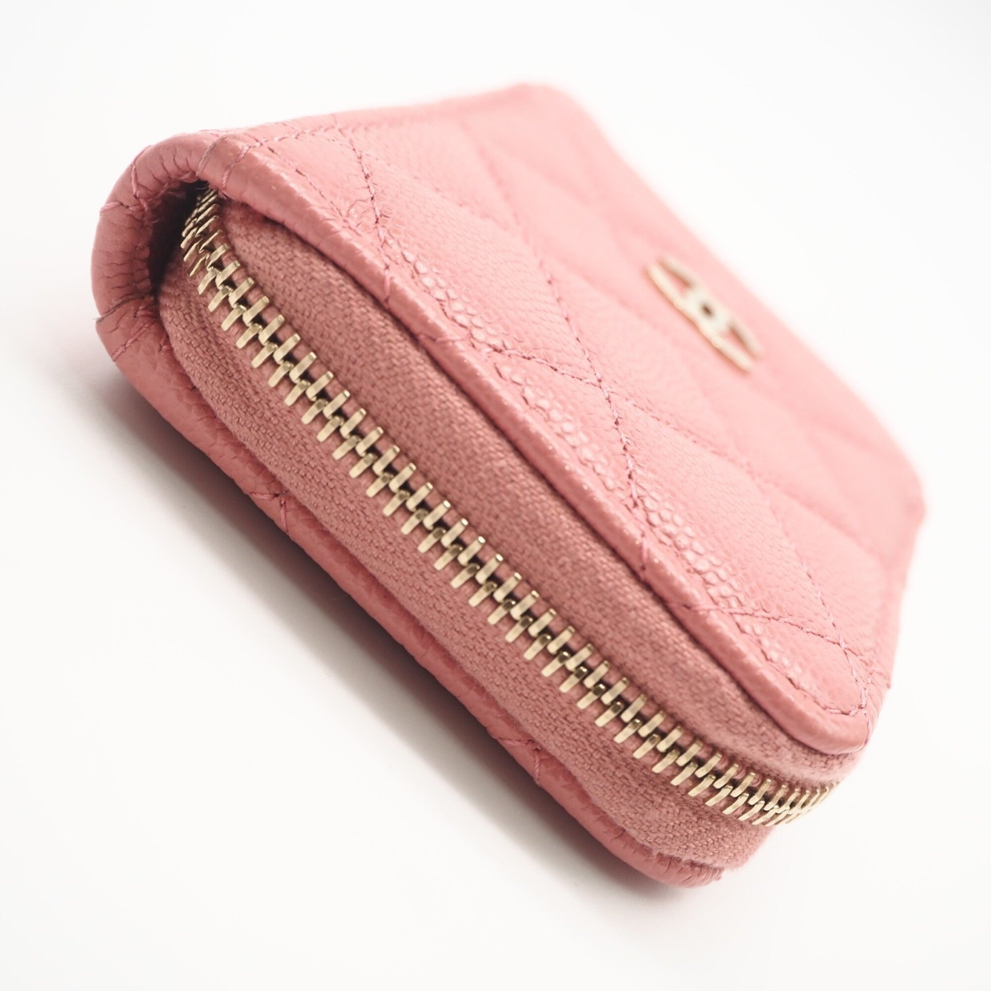 Chanel Matelasse Pink Grained Calfskin Coin Purse/Coin Case (Pre-Owned)
