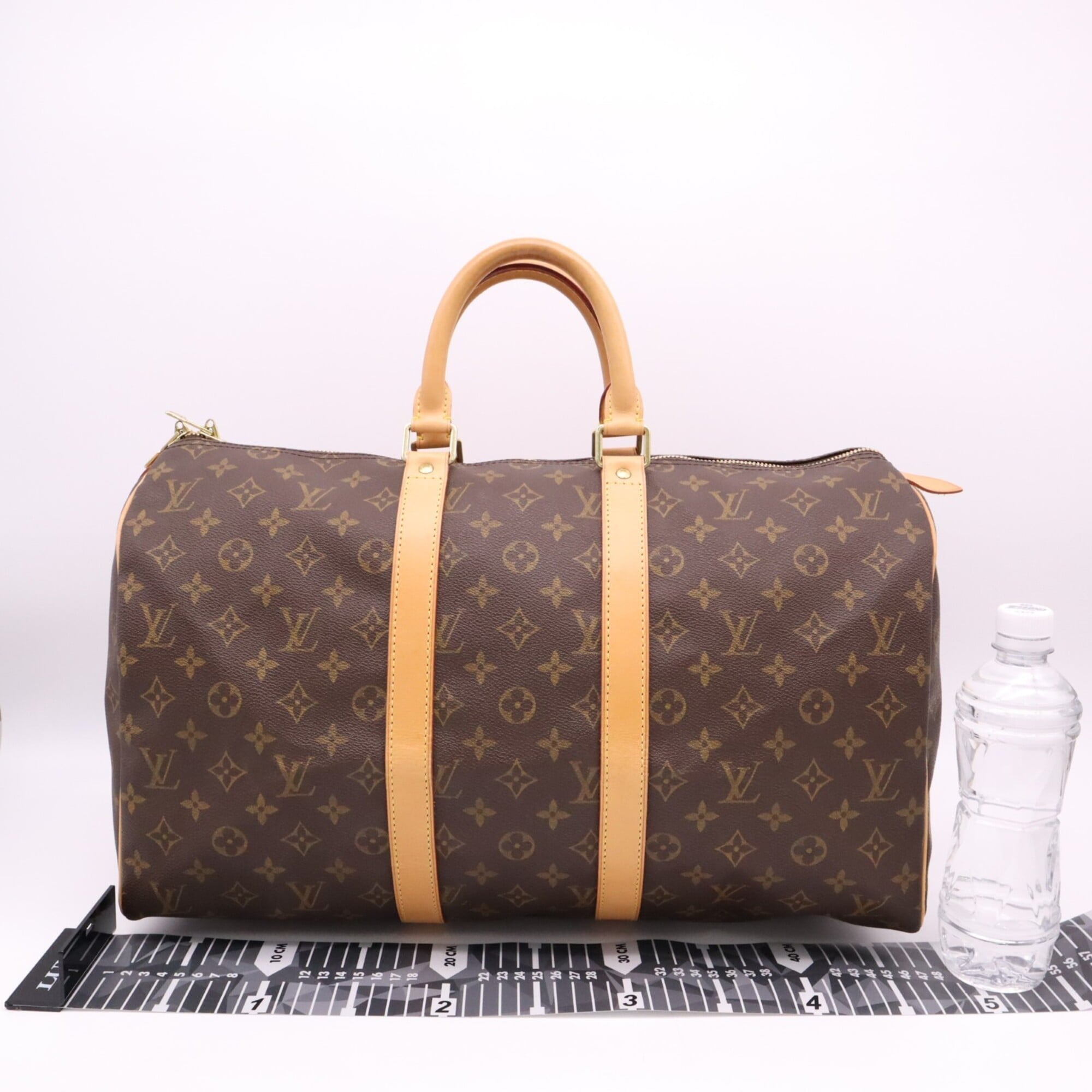 Louis Vuitton Monogram Beige Brown Coated Canvas Leather Boston Bag (Pre-Owned)