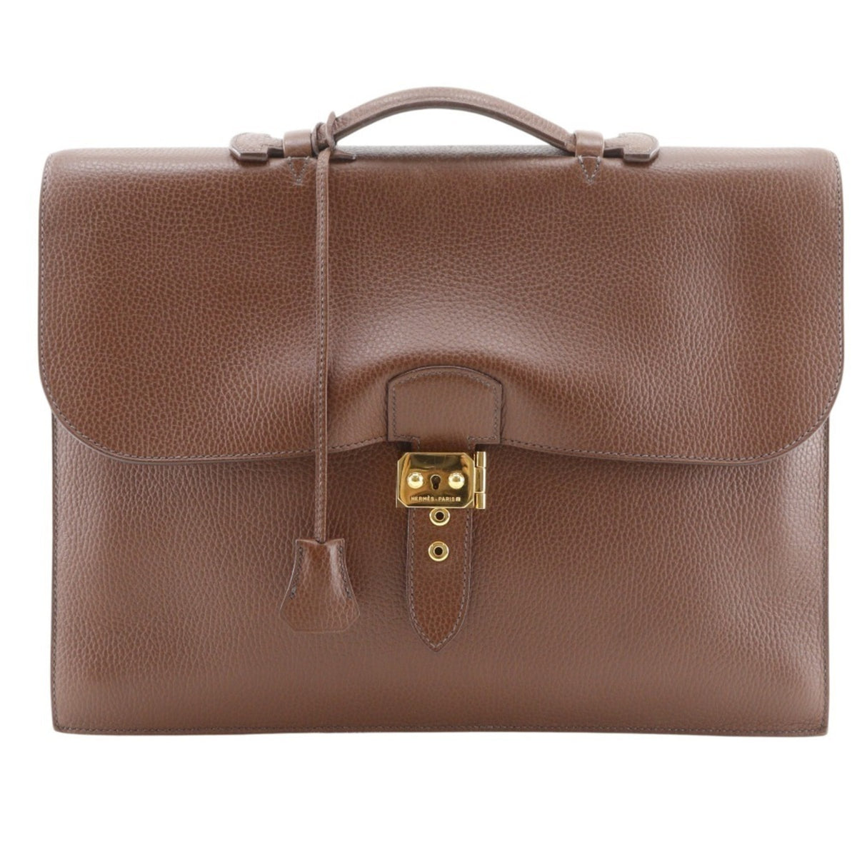Hermes Sac A Depeche Brown Fjord Leather Briefcase (Pre-Owned)