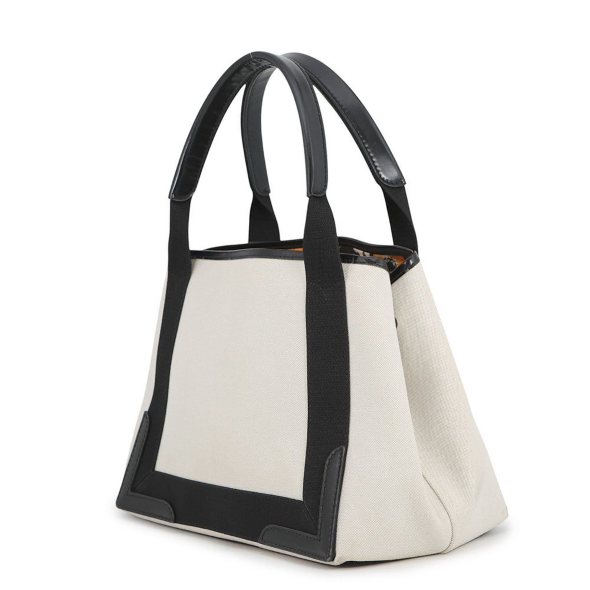 Balenciaga Black White Canvas Leather Handbag Pouch Tote Bag (Pre-Owned)
