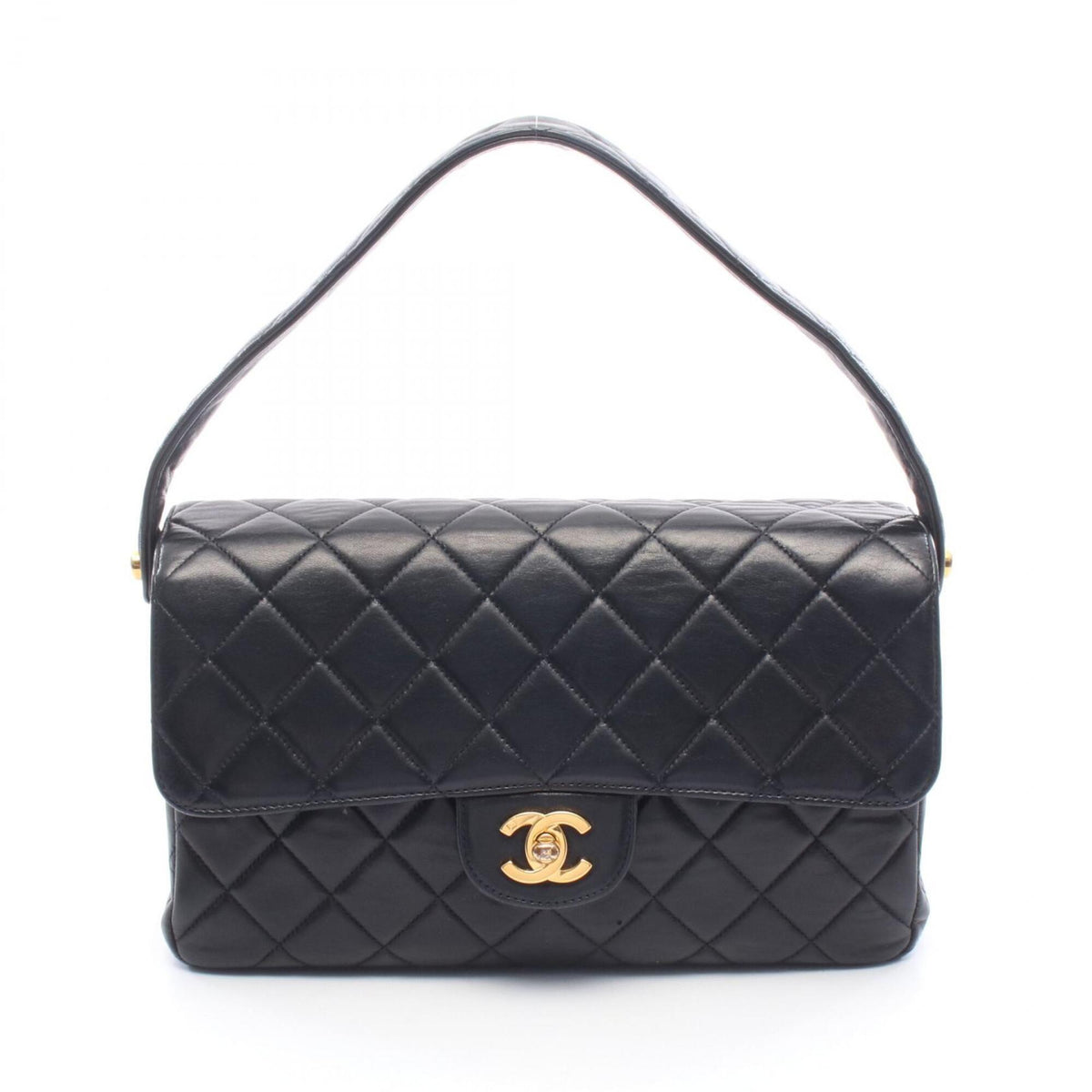 Chanel Black Leather Handbag Shoulder Bag (Pre-Owned)