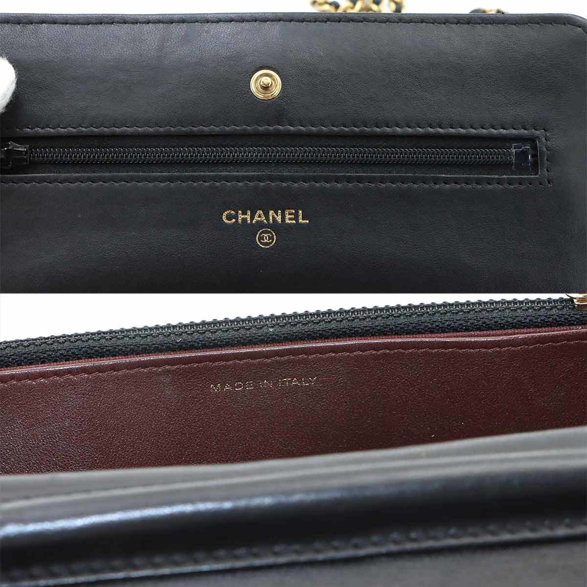 Chanel Black Leather Chain/Shoulder Wallet (Pre-Owned)