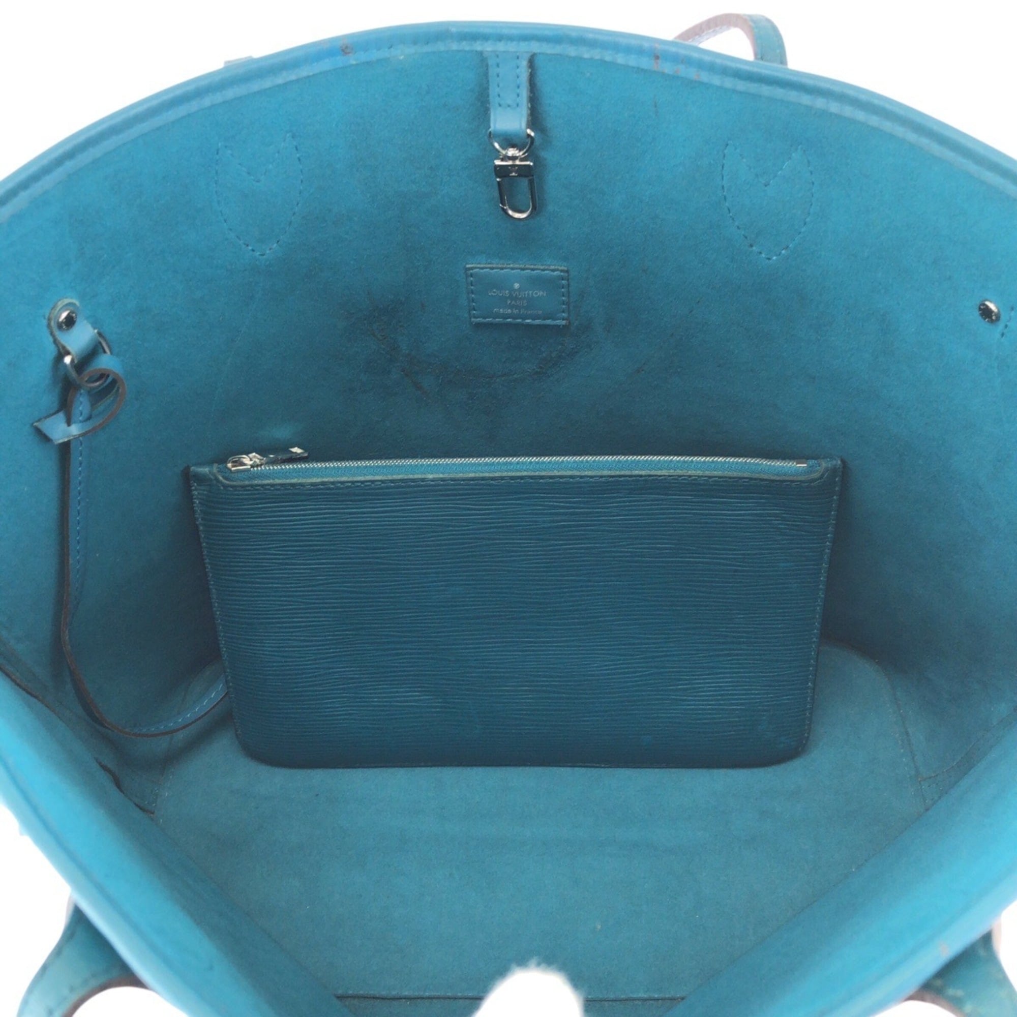 Louis Vuitton Blue Leather Pouch Shoulder Bag Tote Bag (Pre-Owned)