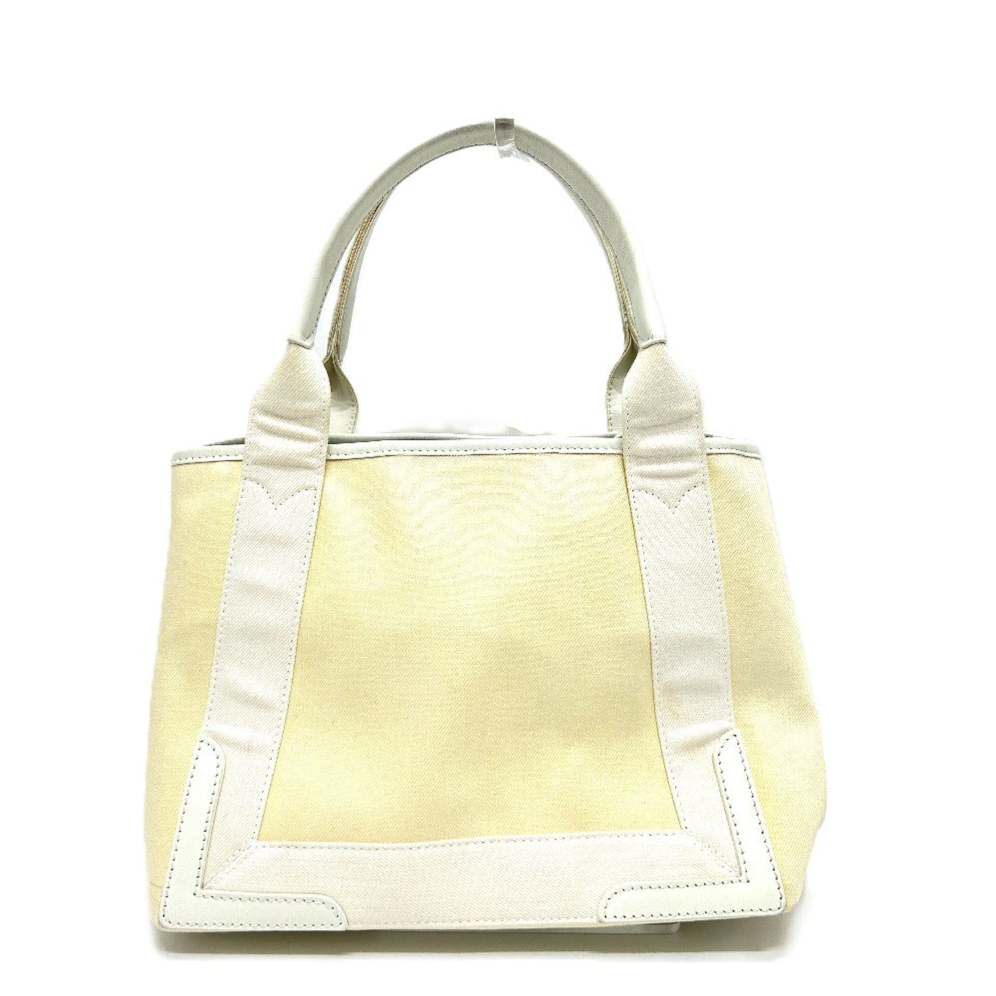 Balenciaga White Canvas Leather Handbag Tote Bag (Pre-Owned)