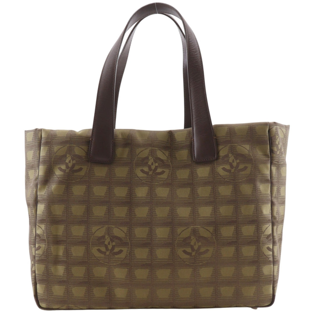 Chanel Khaki Nylon Canvas Tote Bag (Pre-Owned)