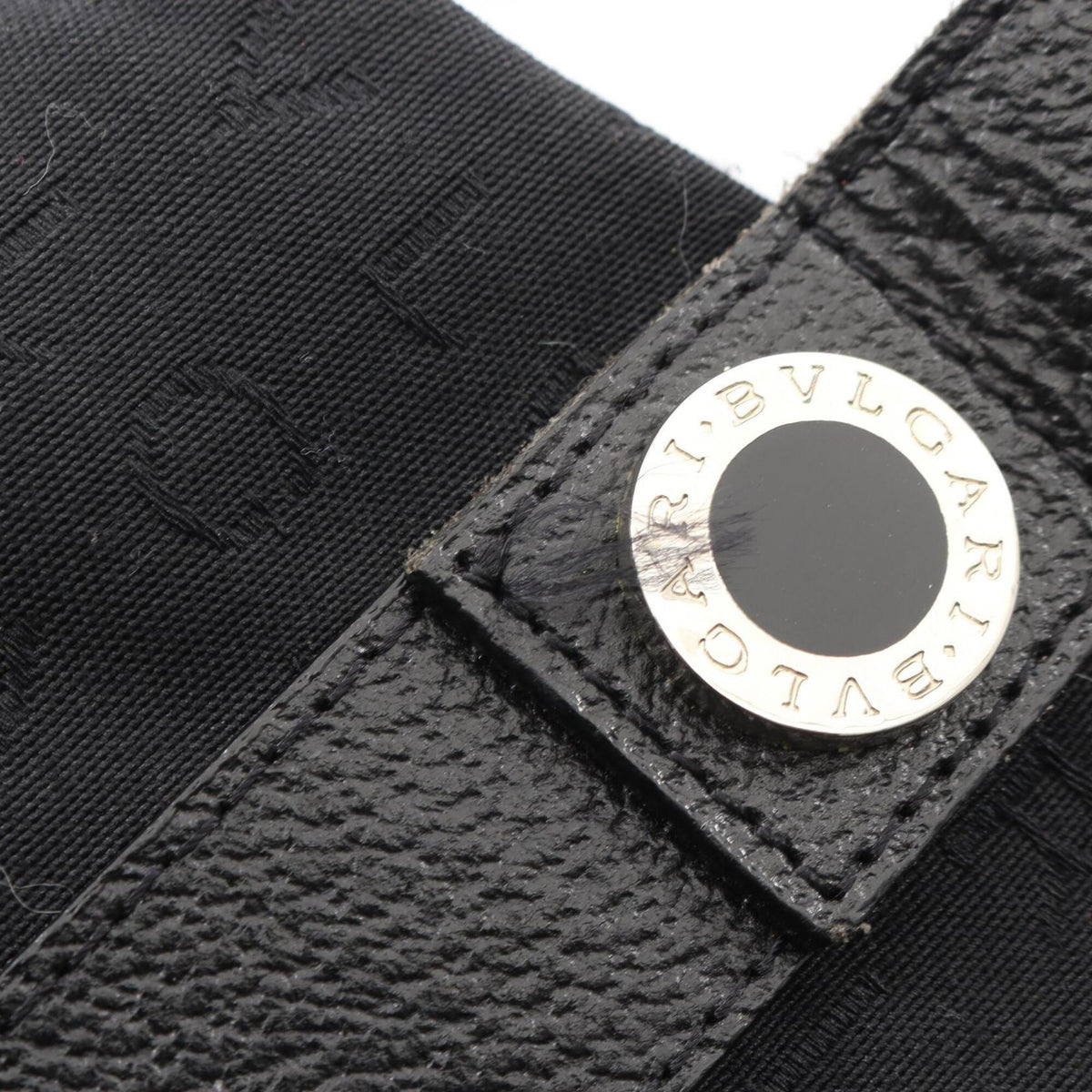 Bvlgari Black Canvas Leather Handbag Pouch (Pre-Owned)
