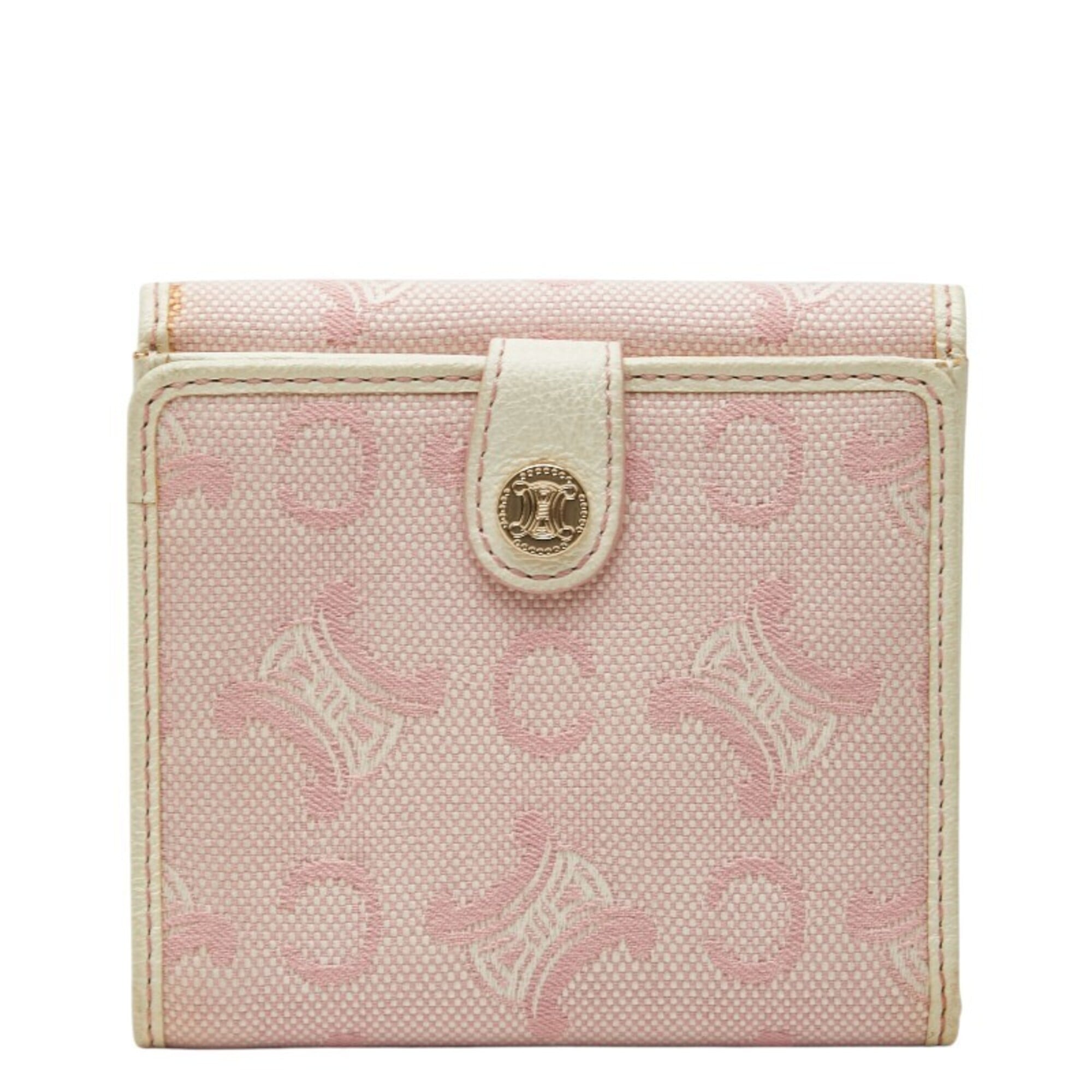 Celine Pink White Canvas Leather Wallet (Bi-Fold) (Pre-Owned)