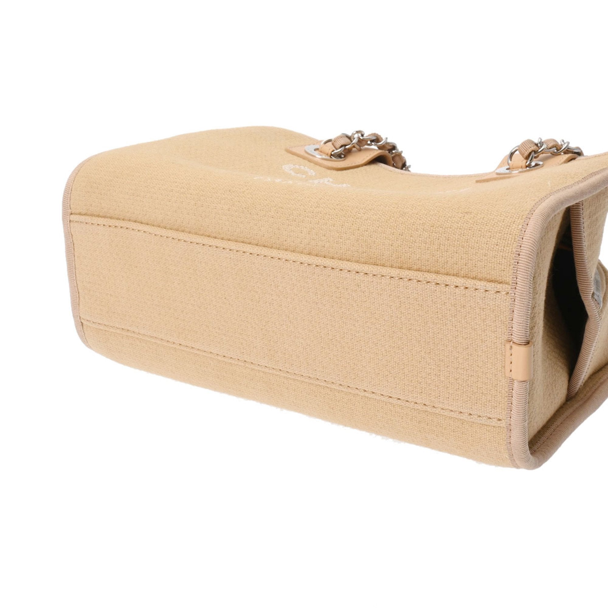 Chanel Beige Canvas Leather Tote Bag (Pre-Owned)