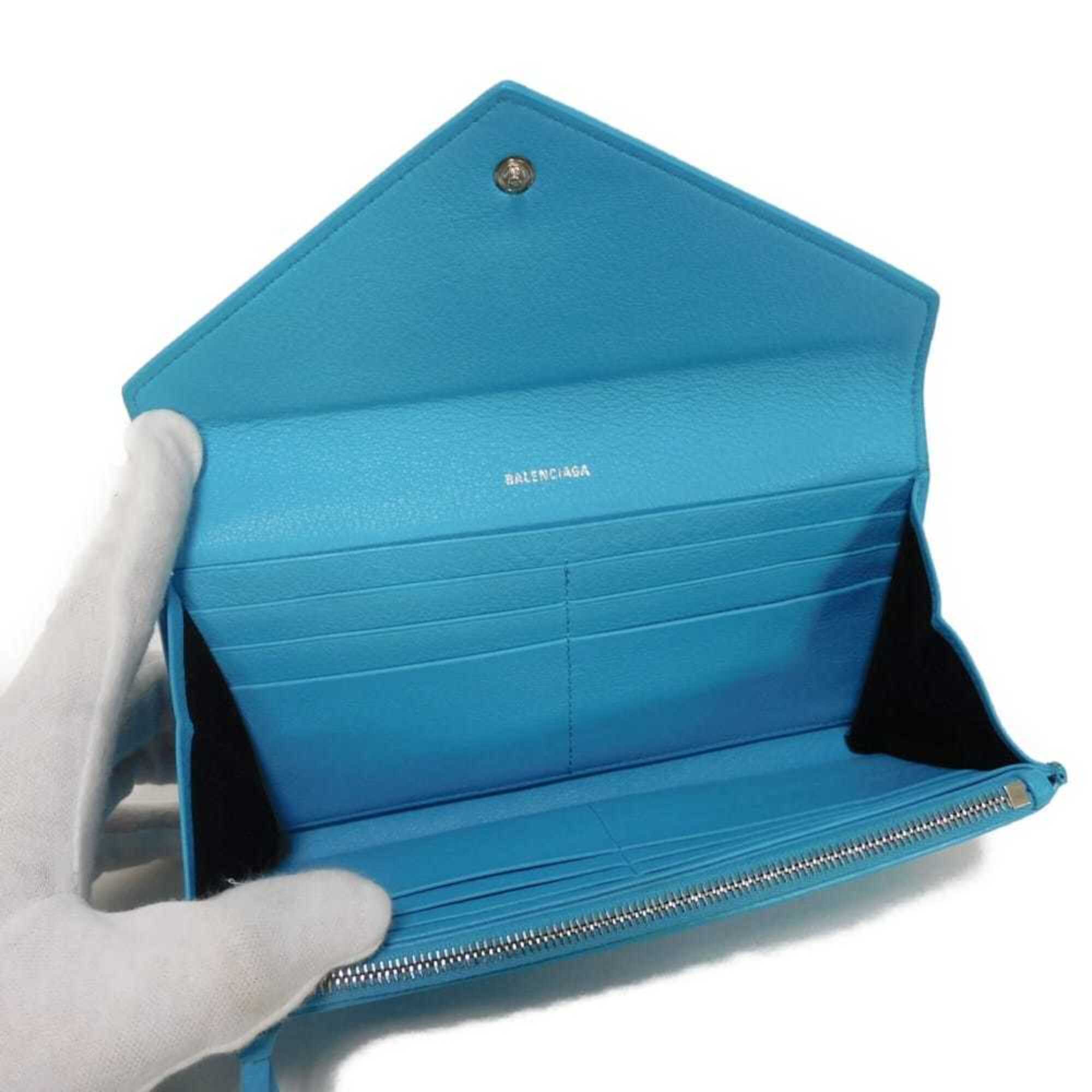 Balenciaga Blue Leather Long Wallet (Bi-Fold) (Pre-Owned)