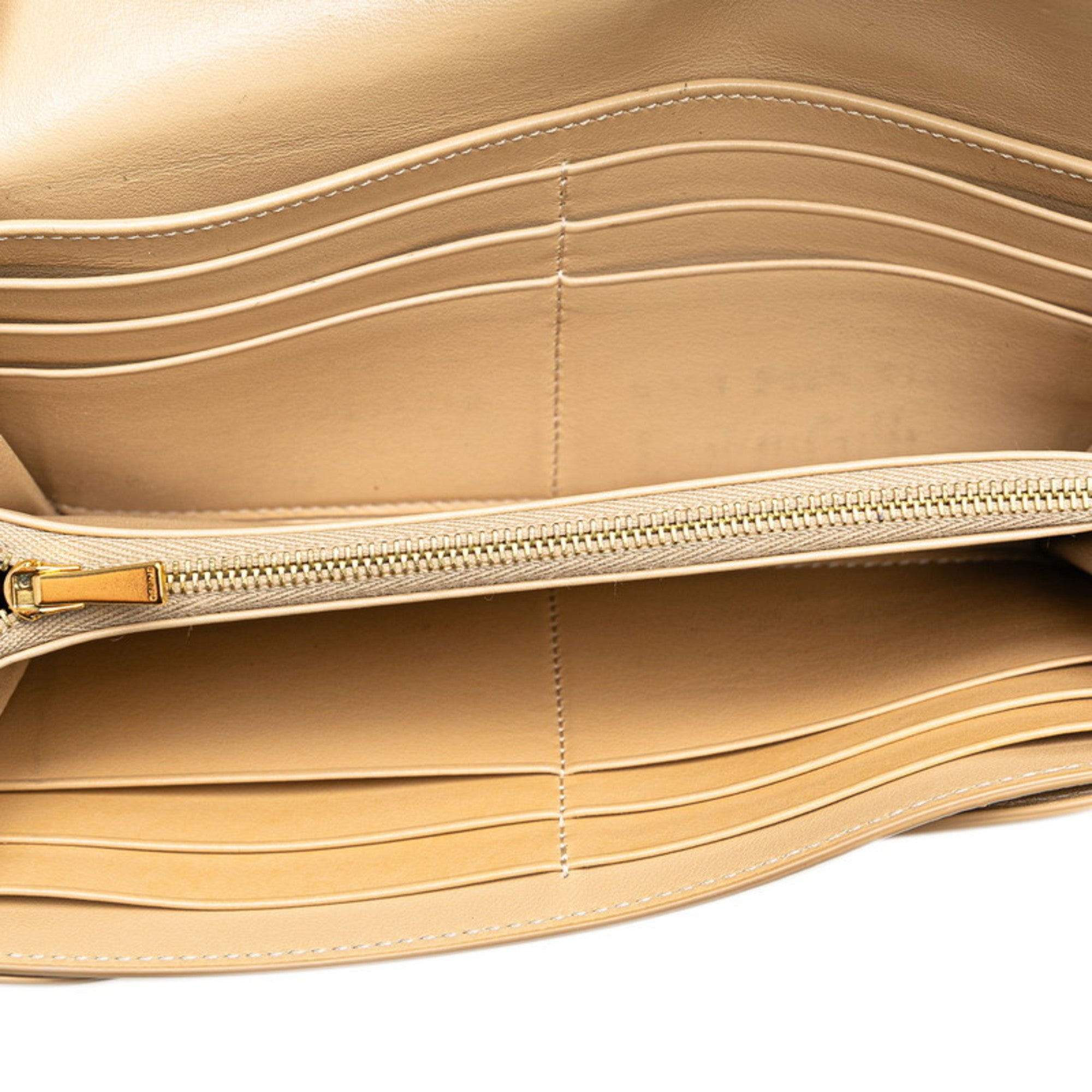 Celine Beige Leather Long Wallet (Bi-Fold) (Pre-Owned)