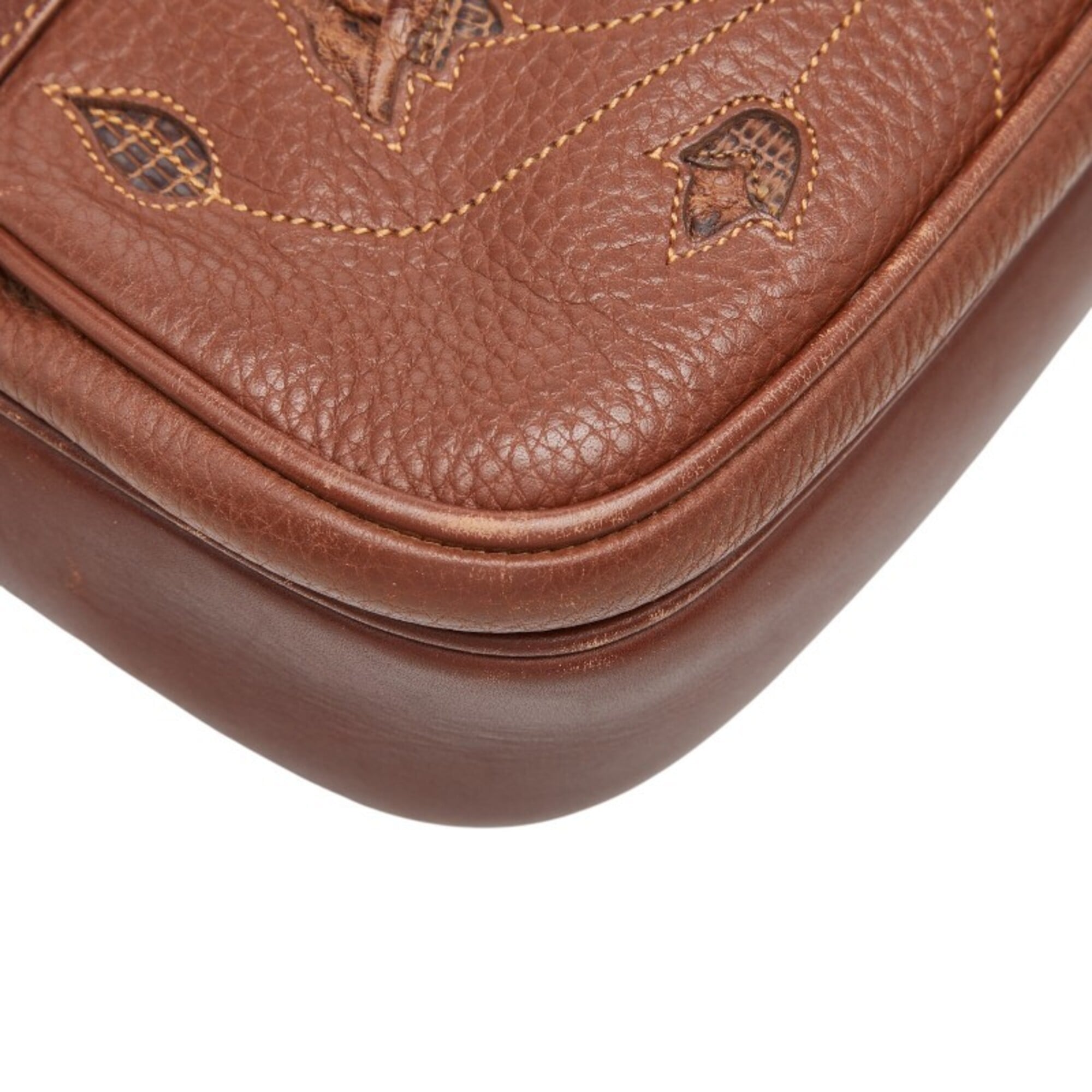 Gucci Brown Leather Shoulder Bag (Pre-Owned)