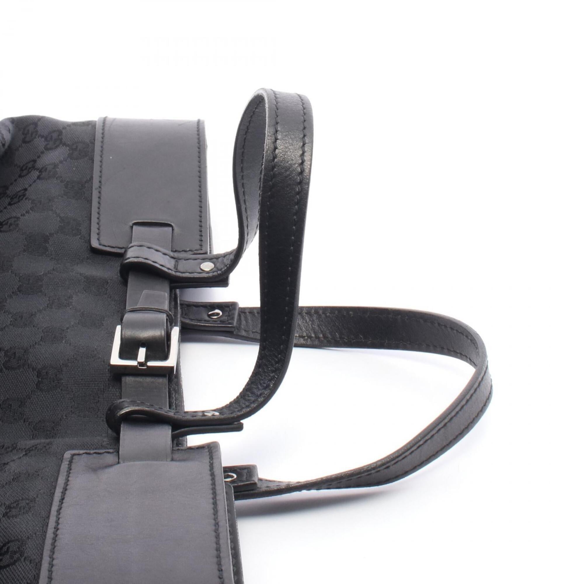 Gucci Black Canvas Leather Handbag Tote Bag (Pre-Owned)