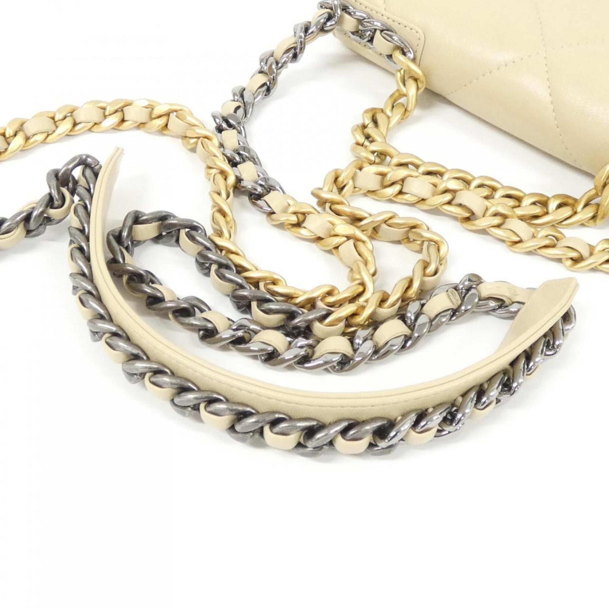 Chanel Beige Leather Chain/Shoulder Wallet (Pre-Owned)