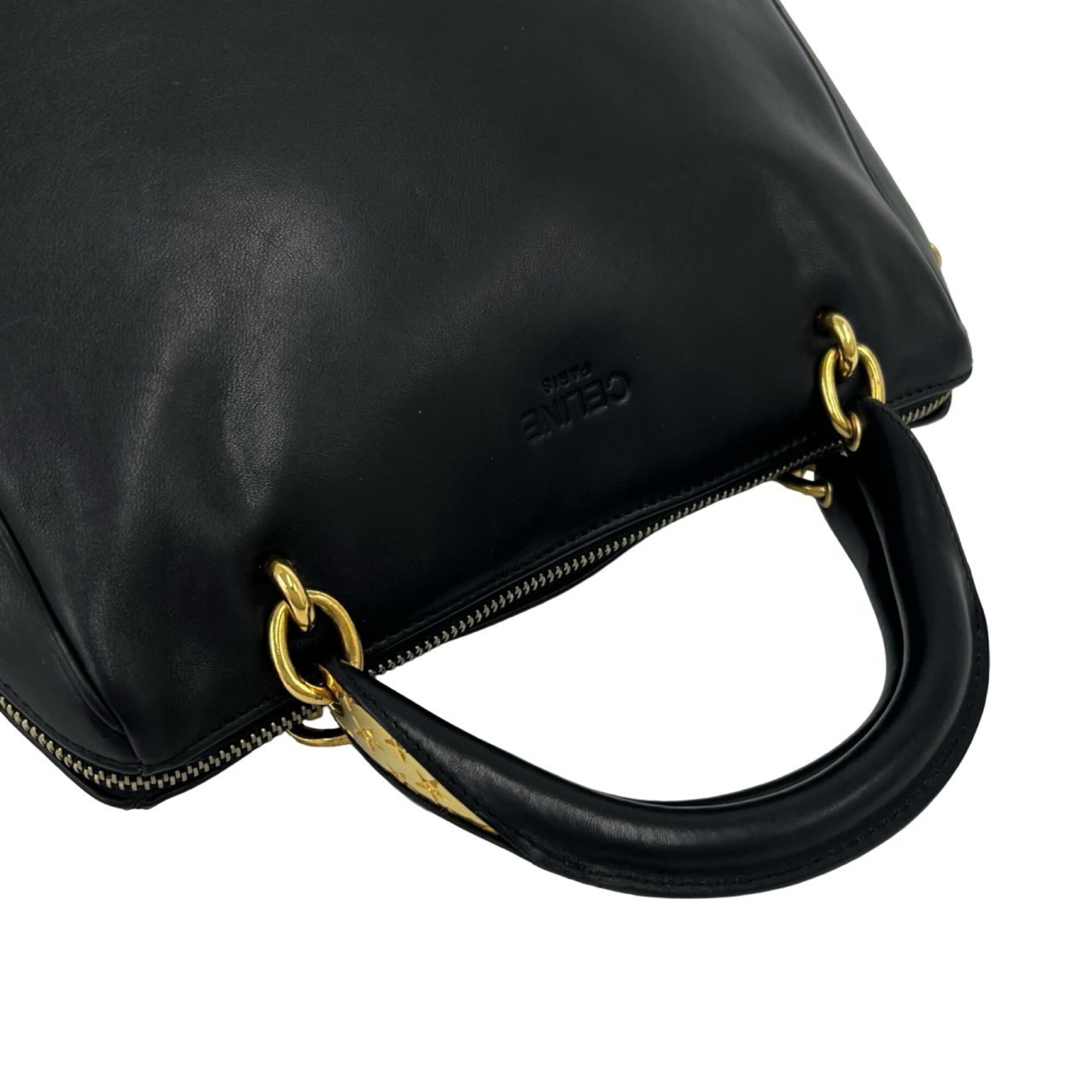 Celine Black Leather Boston Bag Handbag (Pre-Owned)