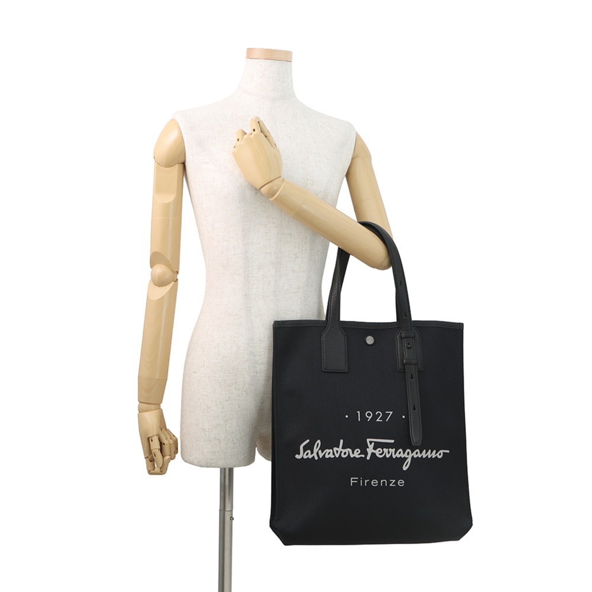 Salvatore Ferragamo Black Canvas Handbag Tote Bag (Pre-Owned)