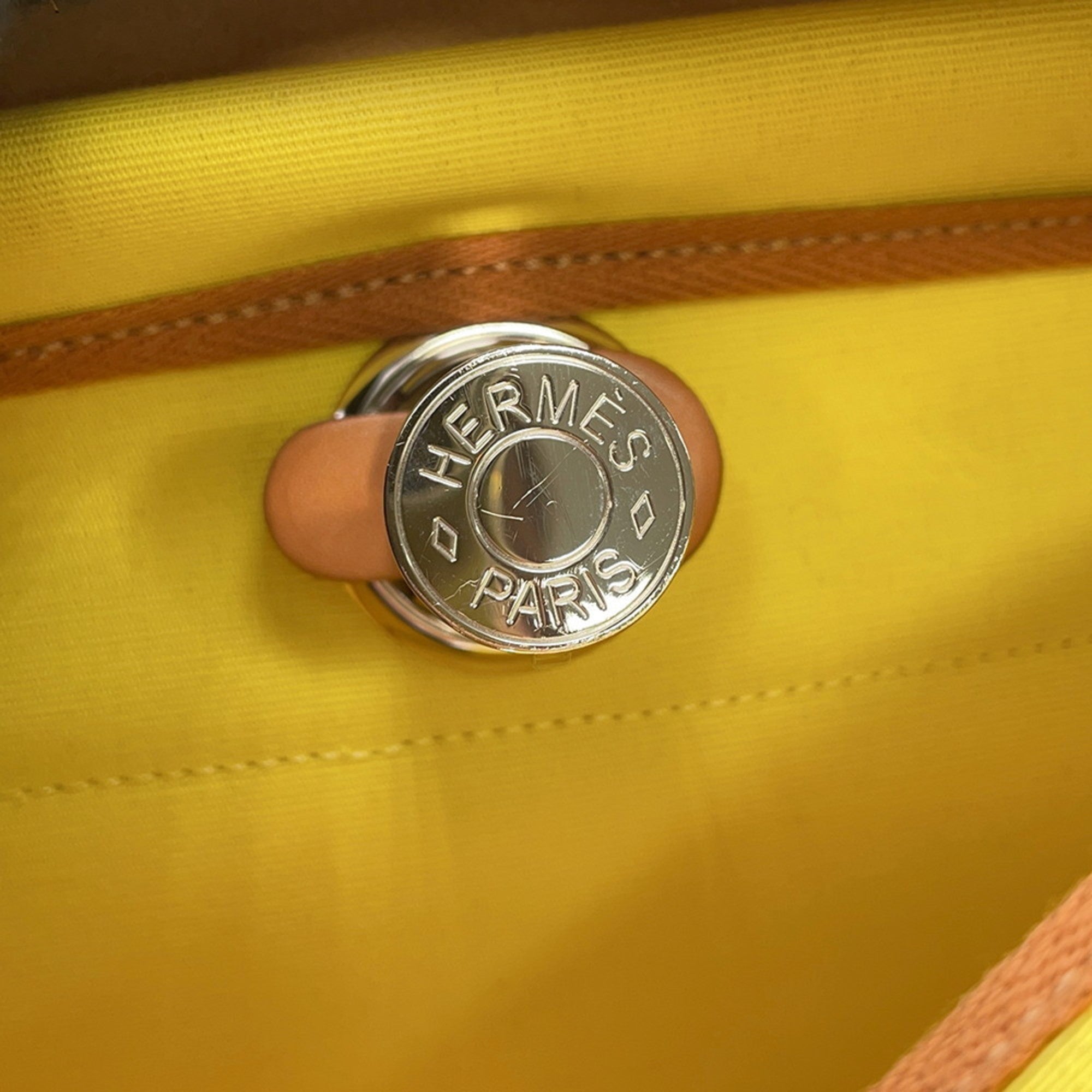 Hermes Natural Toile Officier Vache Leather Shoulder Bag (Pre-Owned)