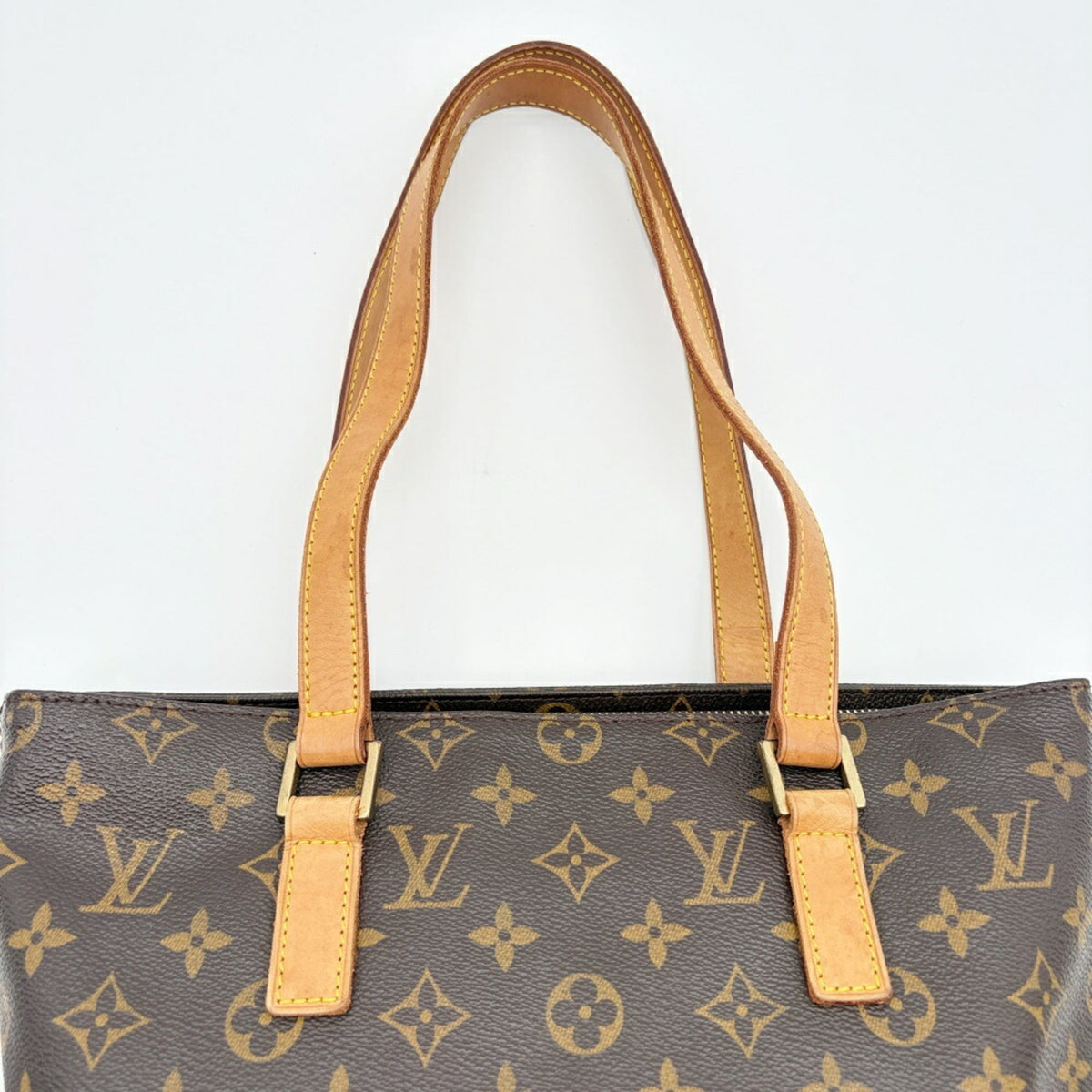 Louis Vuitton Brown Monogram Canvas Leather Shoulder Bag Tote Bag (Pre-Owned)