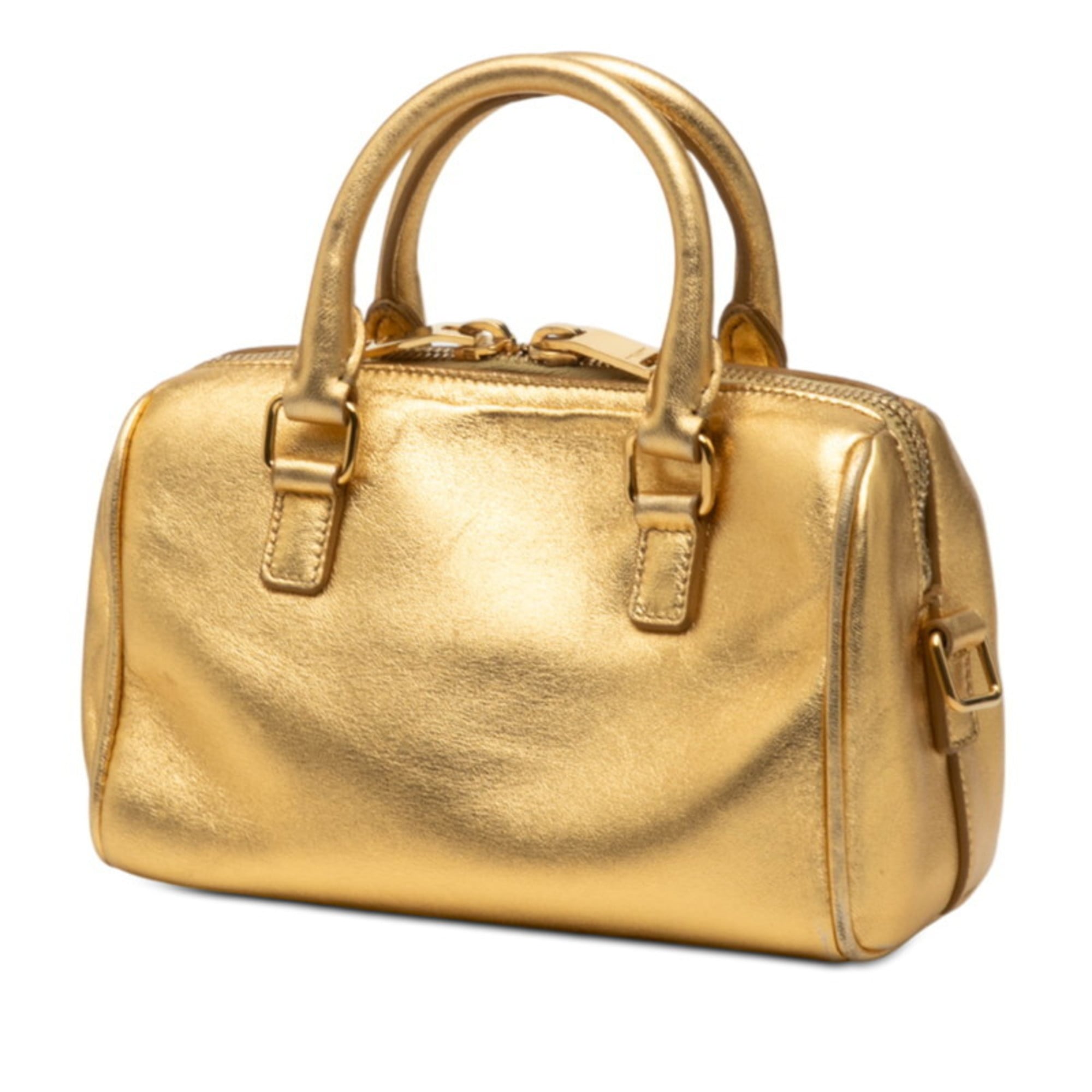 Saint Laurent Gold Leather Handbag Shoulder Bag (Pre-Owned)