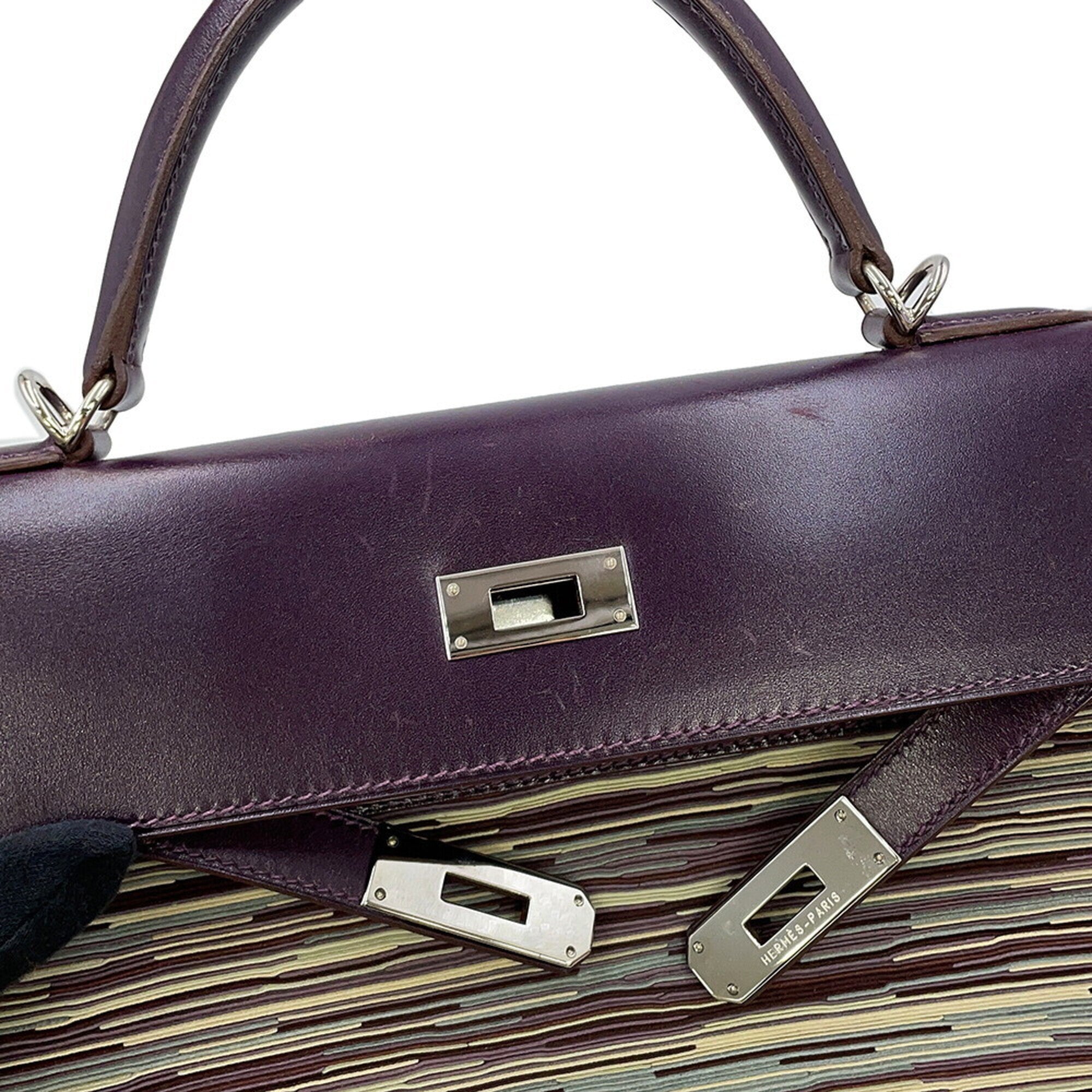 Hermes Multi-Color Raisin Box Calf Leather Leather Handbag (Pre-Owned)
