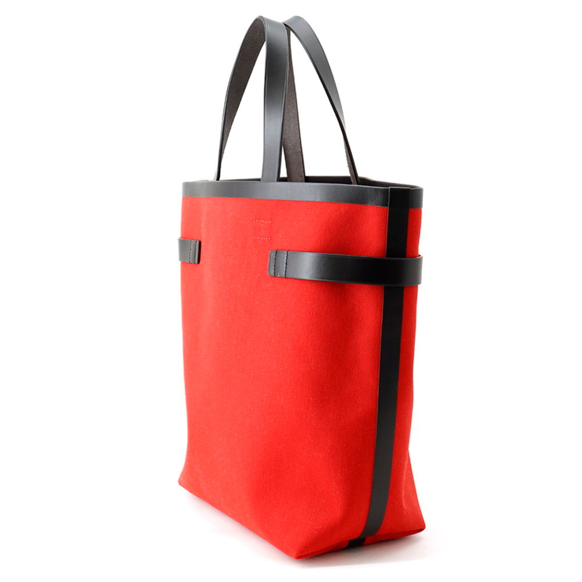 Salvatore Ferragamo Black Red Color Canvas Leather Tote Bag (Pre-Owned)