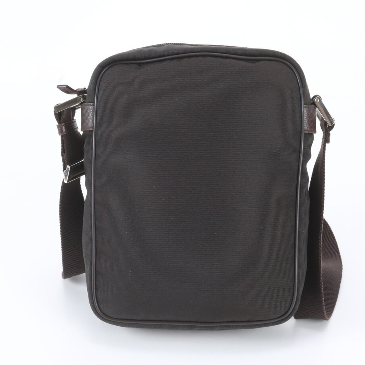 Gucci Brown Leather Nylon Messenger Bag Shoulder Bag Tote Bag (Pre-Owned)
