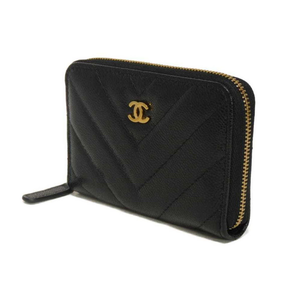 Chanel Black Leather Coin Purse/Coin Case (Pre-Owned)