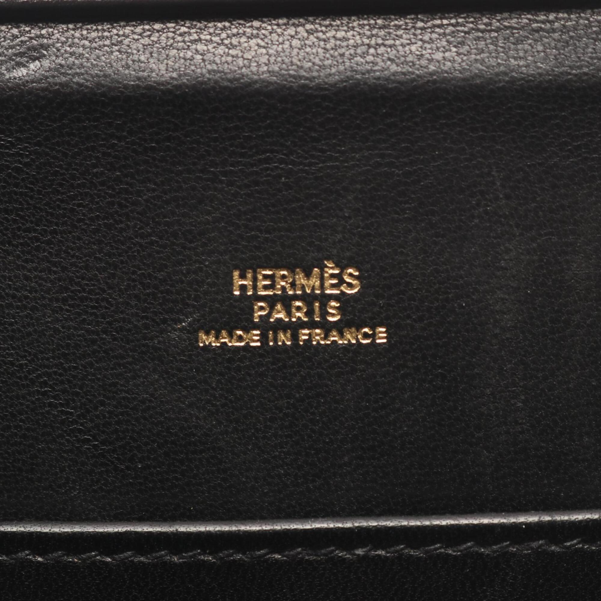 Hermes Black Box Calf Leather Handbag Shoulder Bag (Pre-Owned)