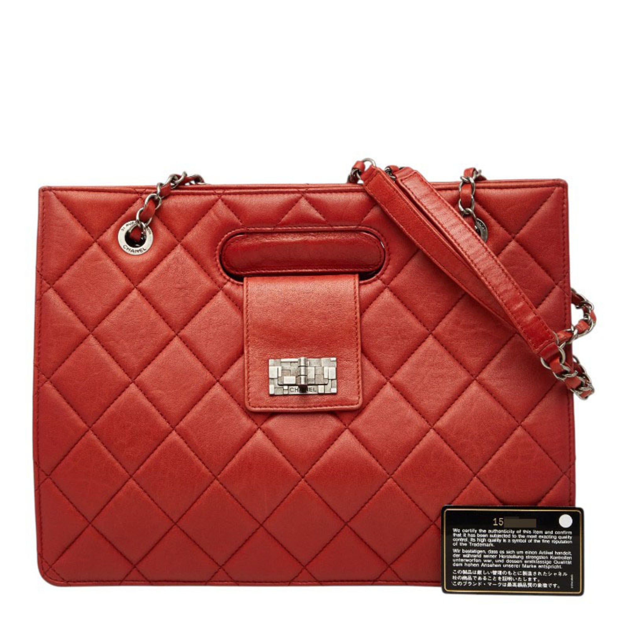 Chanel Red Color Leather Handbag Shoulder Bag (Pre-Owned)