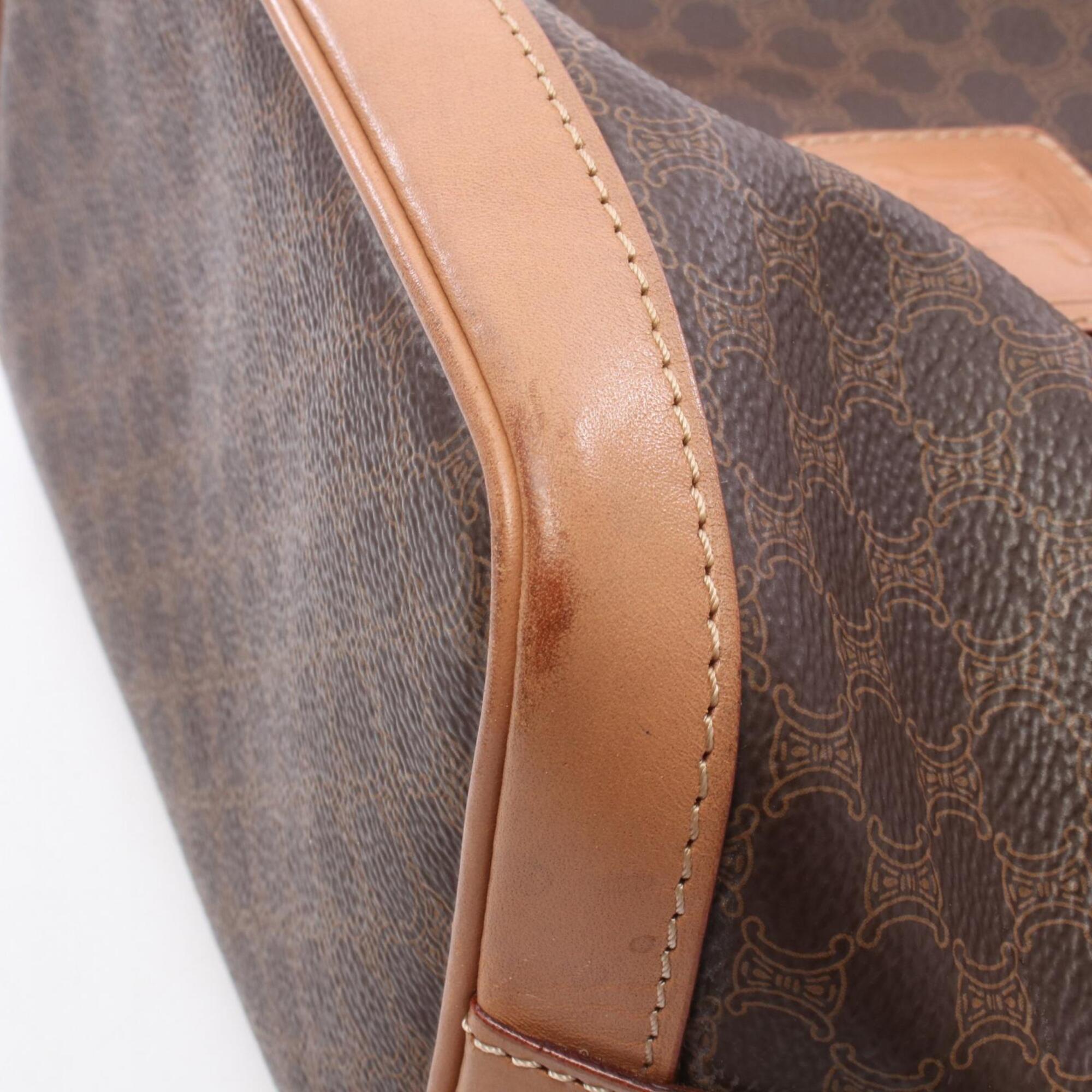 Celine Brown Coated Canvas Leather Handbag Shoulder Bag (Pre-Owned)