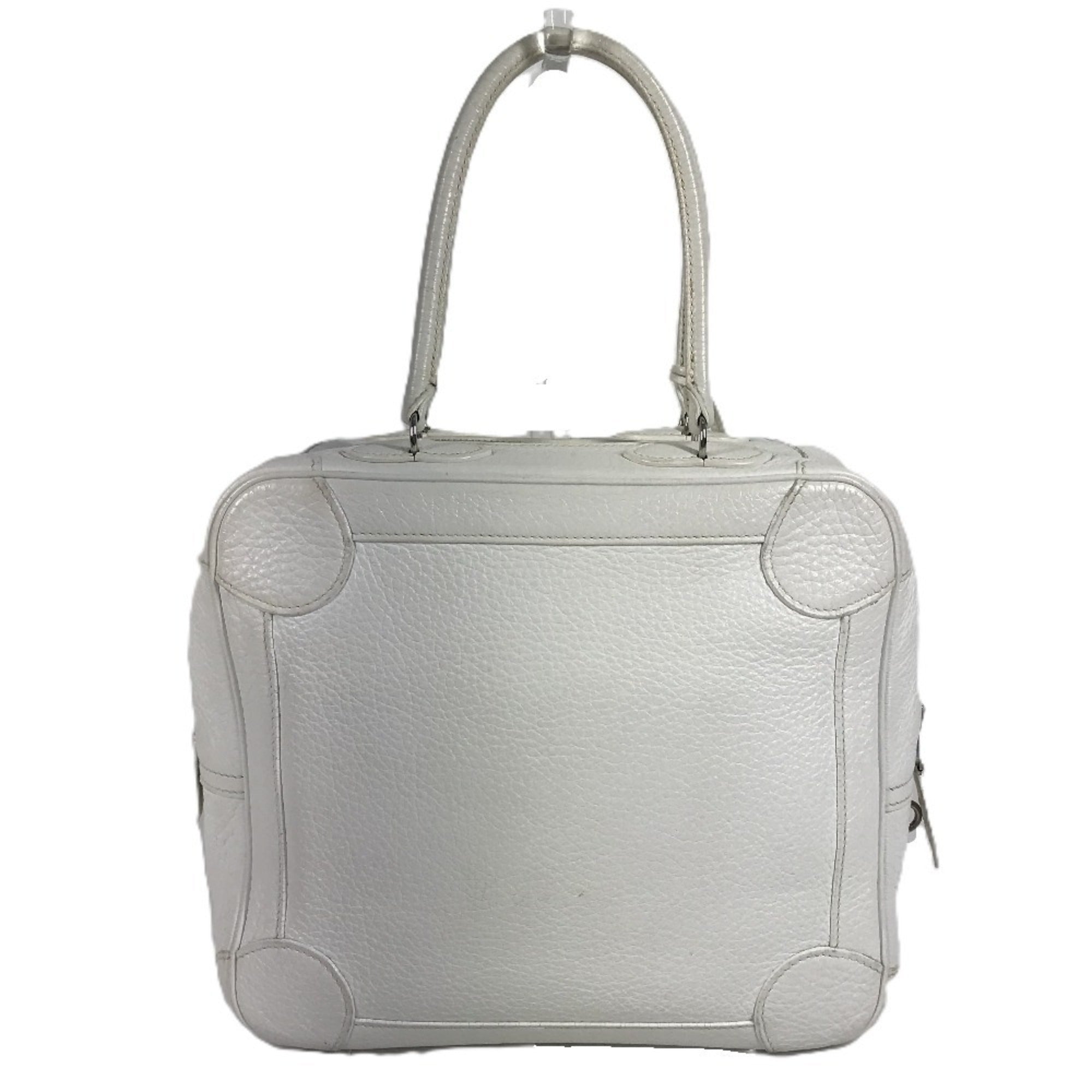 Hermes White Taurillon Clemence Leather Boston Bag Handbag (Pre-Owned)