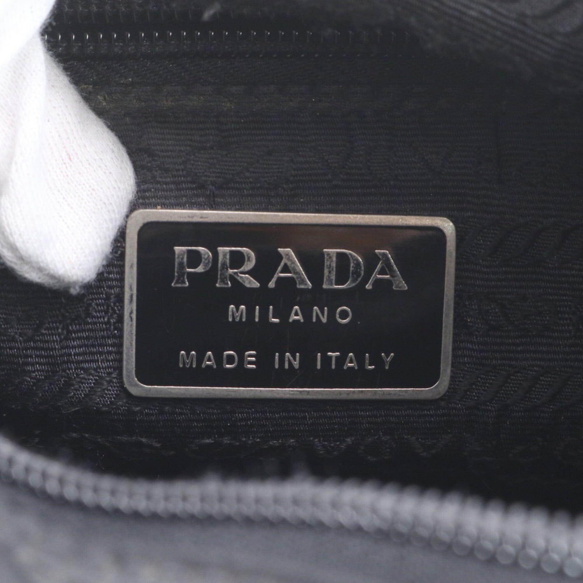 Prada Black White Nylon Leather Shoulder Bag (Pre-Owned)