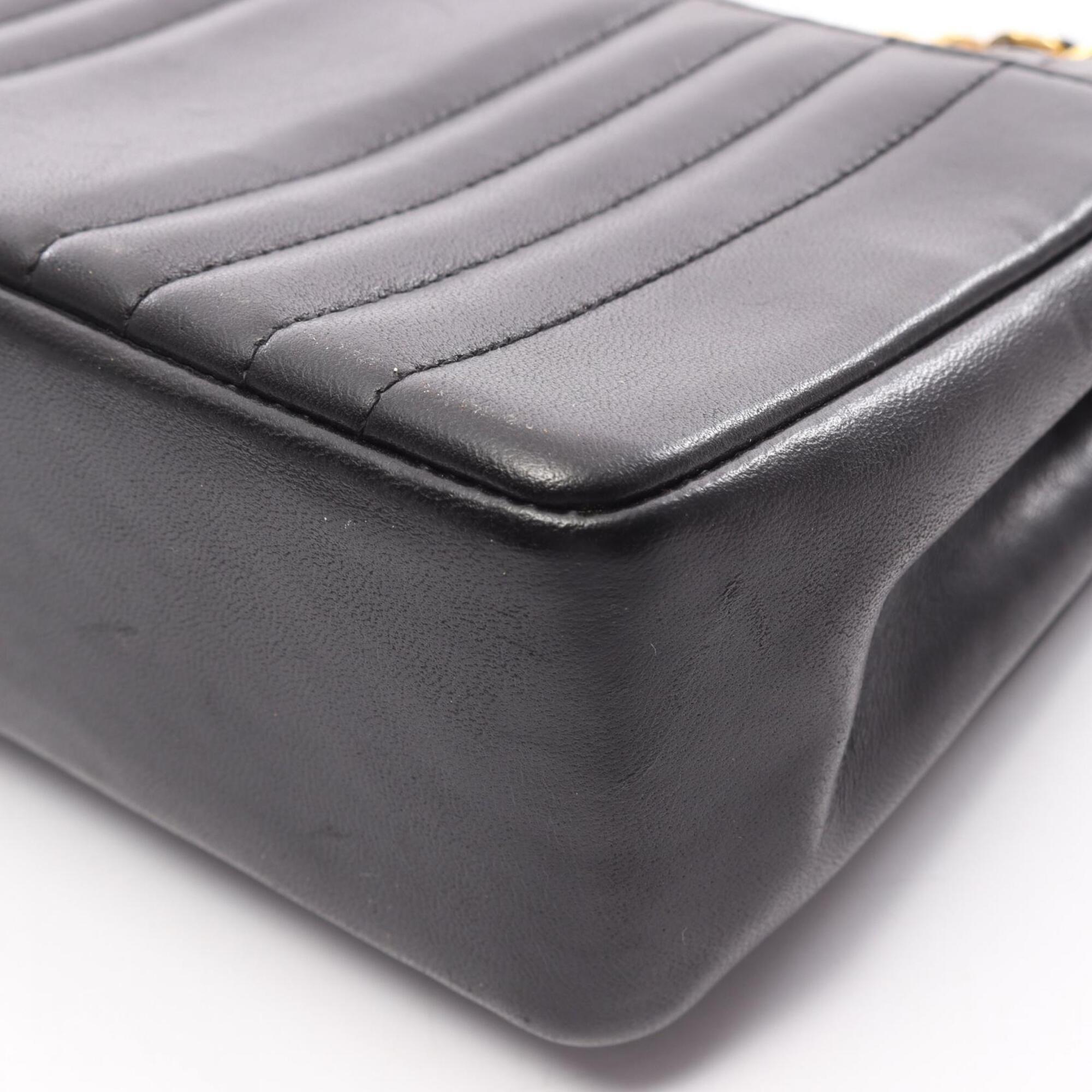 Chanel Black Leather Handbag Shoulder Bag (Pre-Owned)