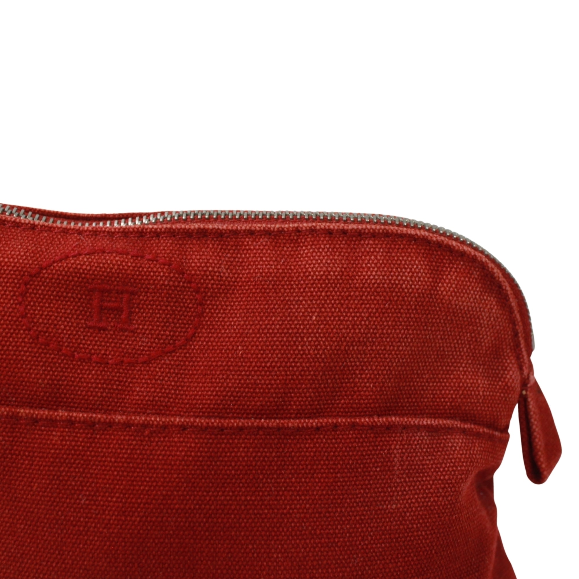 Hermes Red Color Canvas Leather Pouch (Pre-Owned)