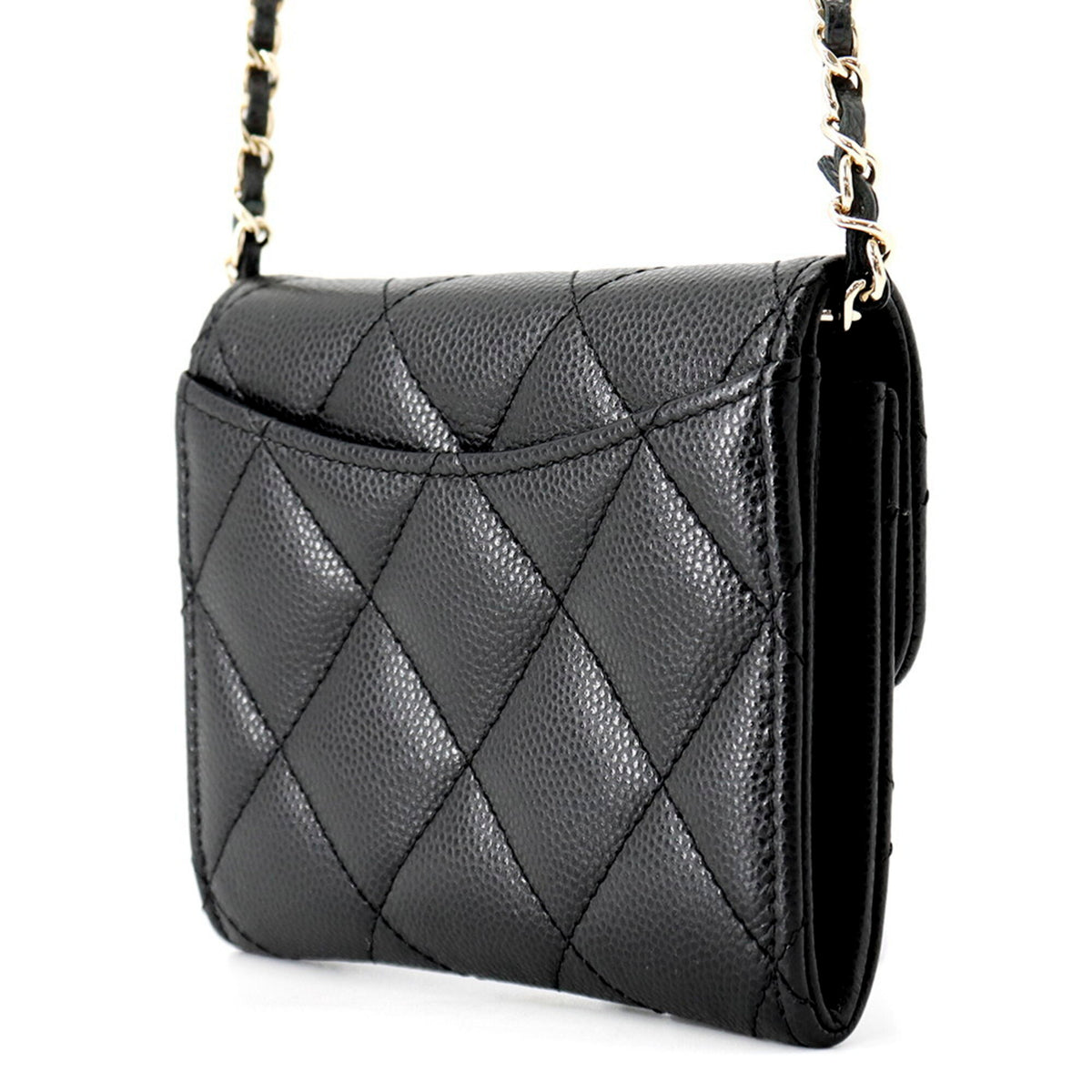 Chanel Matelasse Black Grained Calfskin Chain/Shoulder Wallet (Pre-Owned)