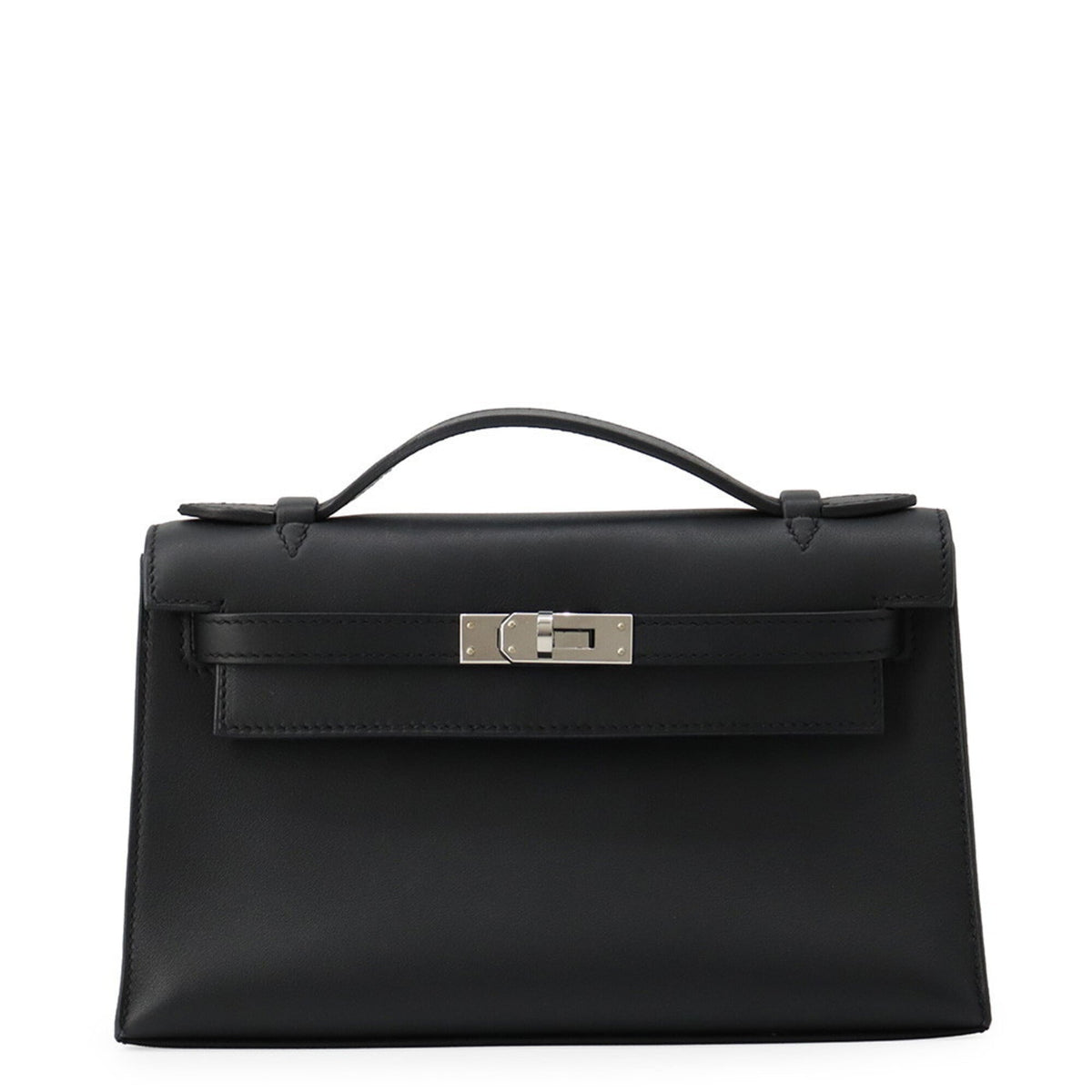 Hermes Black Swift Leather Handbag Pochette (Pre-Owned)
