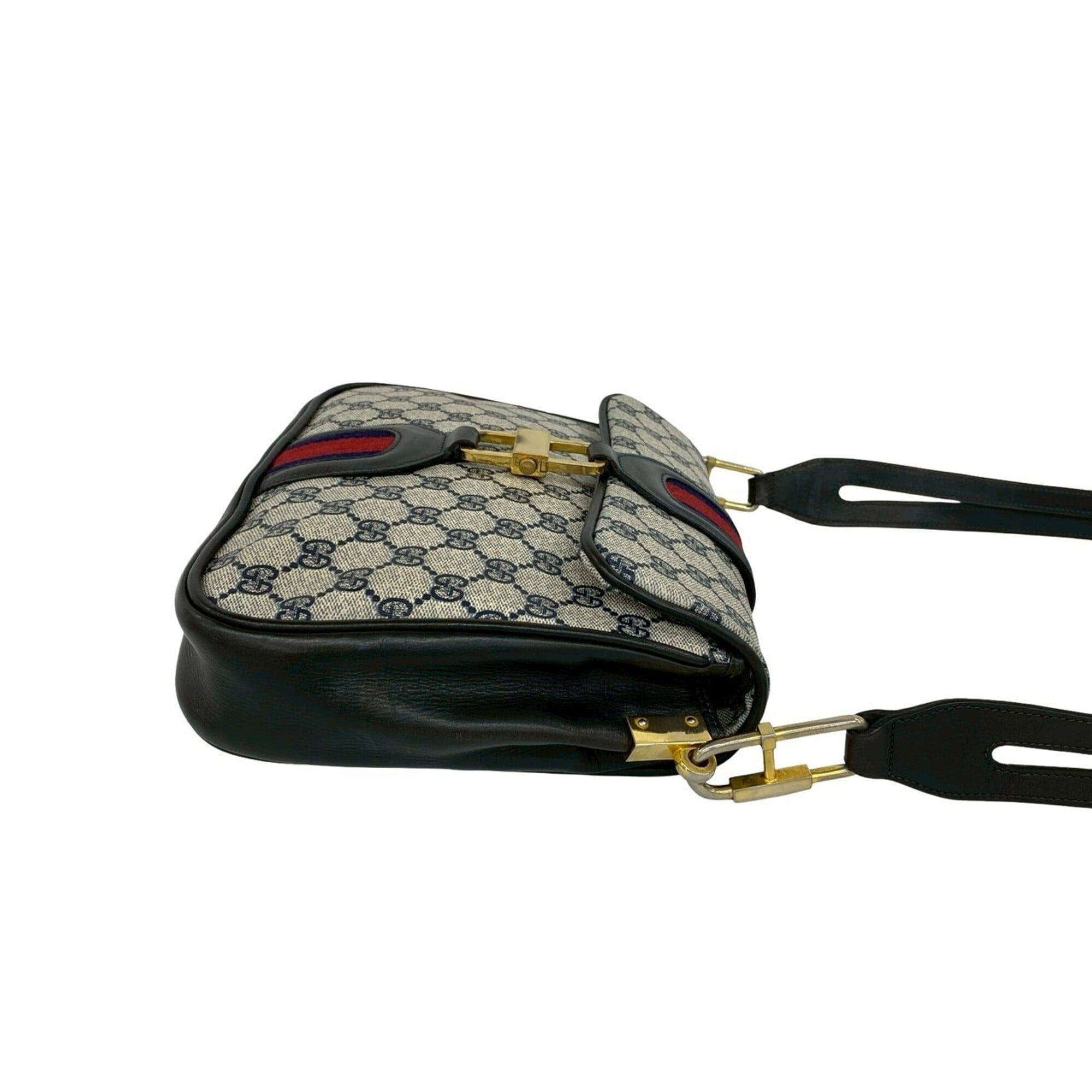 Gucci Navy Red Color Leather Pvc Pochette Shoulder Bag (Pre-Owned)