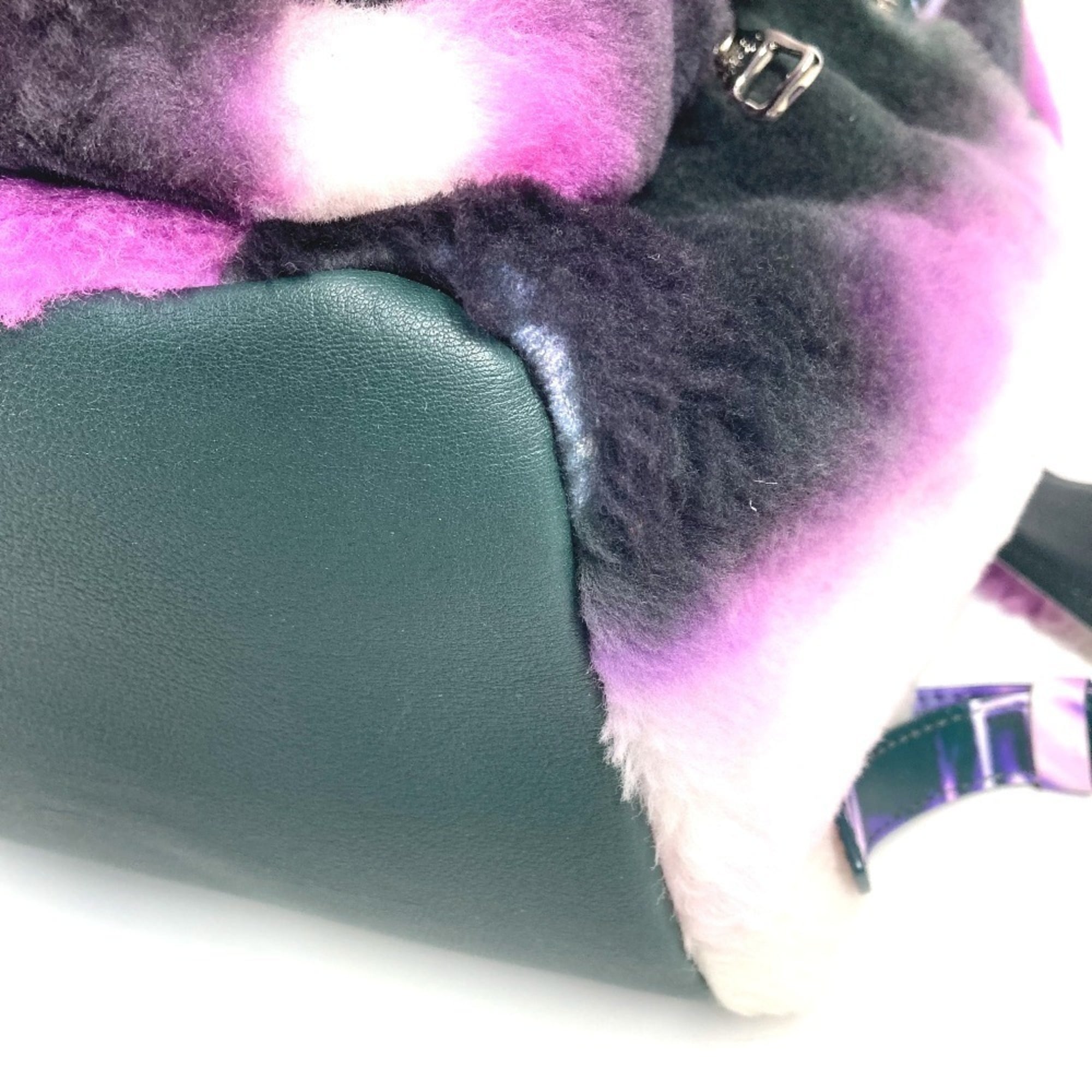Louis Vuitton Black Purple White Fur Leather Backpack (Pre-Owned)