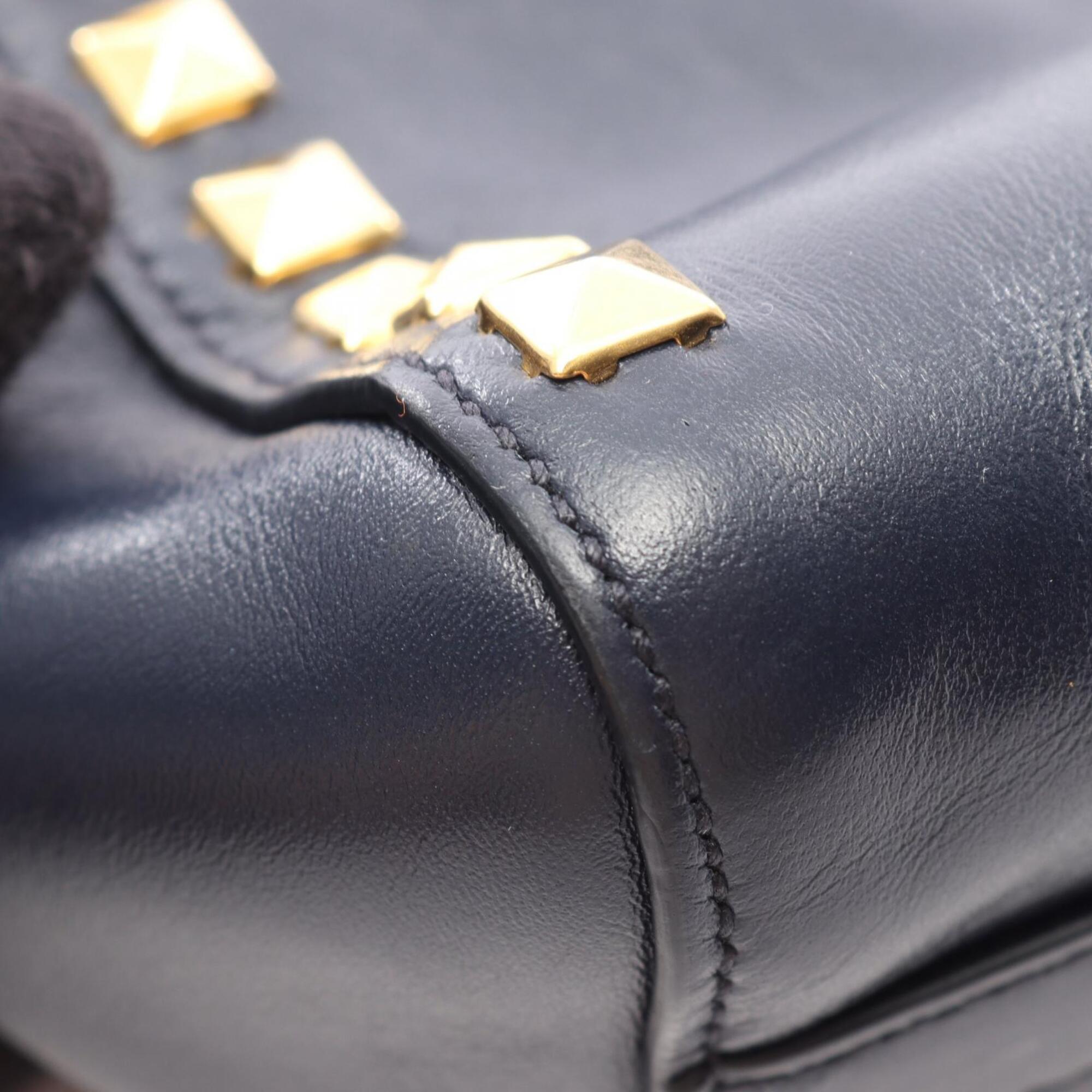 Miu Miu Navy Leather Handbag Tote Bag (Pre-Owned)