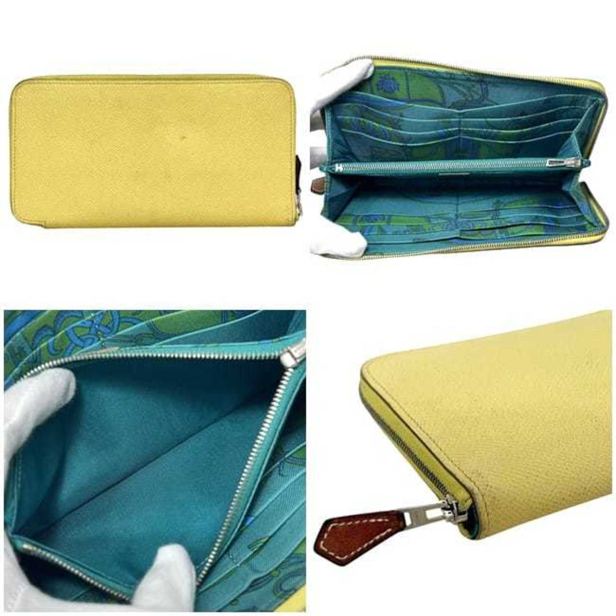Hermes Lemon Yellow Yellow Leather Long Wallet (Bi-Fold) (Pre-Owned)