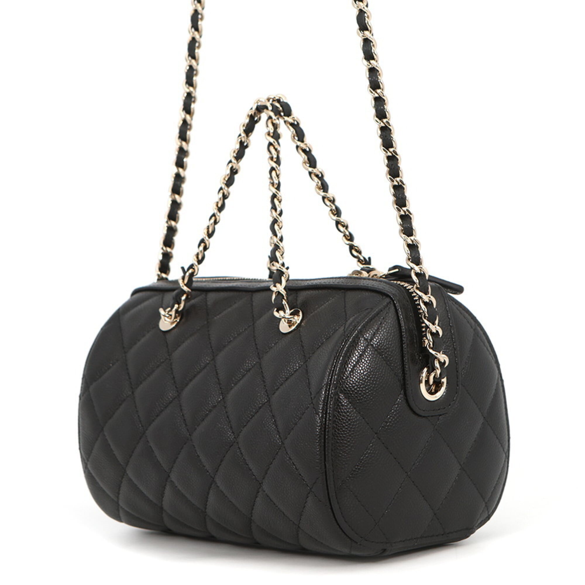 Chanel Black Grained Calfskin Handbag Shoulder Bag (Pre-Owned)