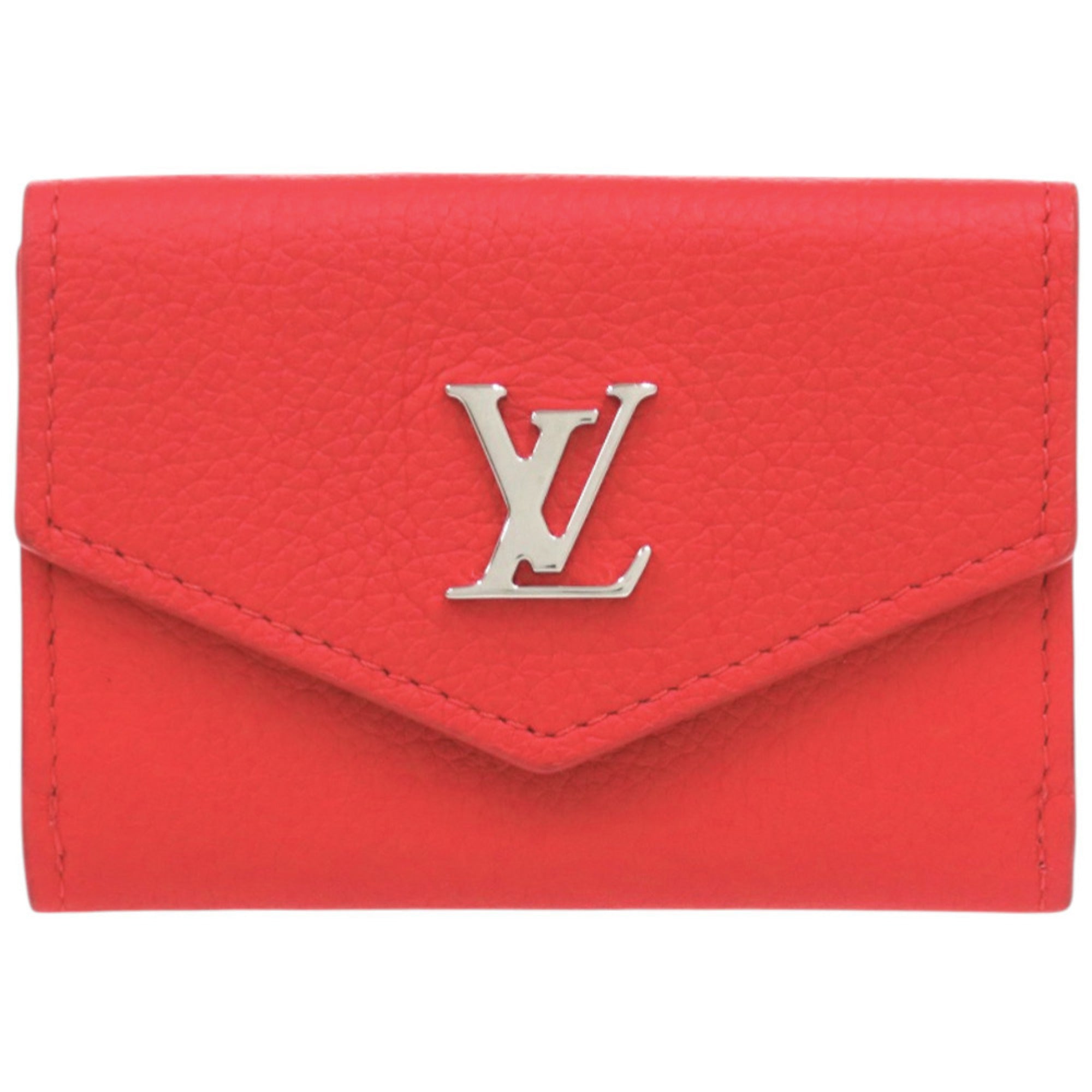 Louis Vuitton Red Color Leather Wallet (Tri-Fold) (Pre-Owned)