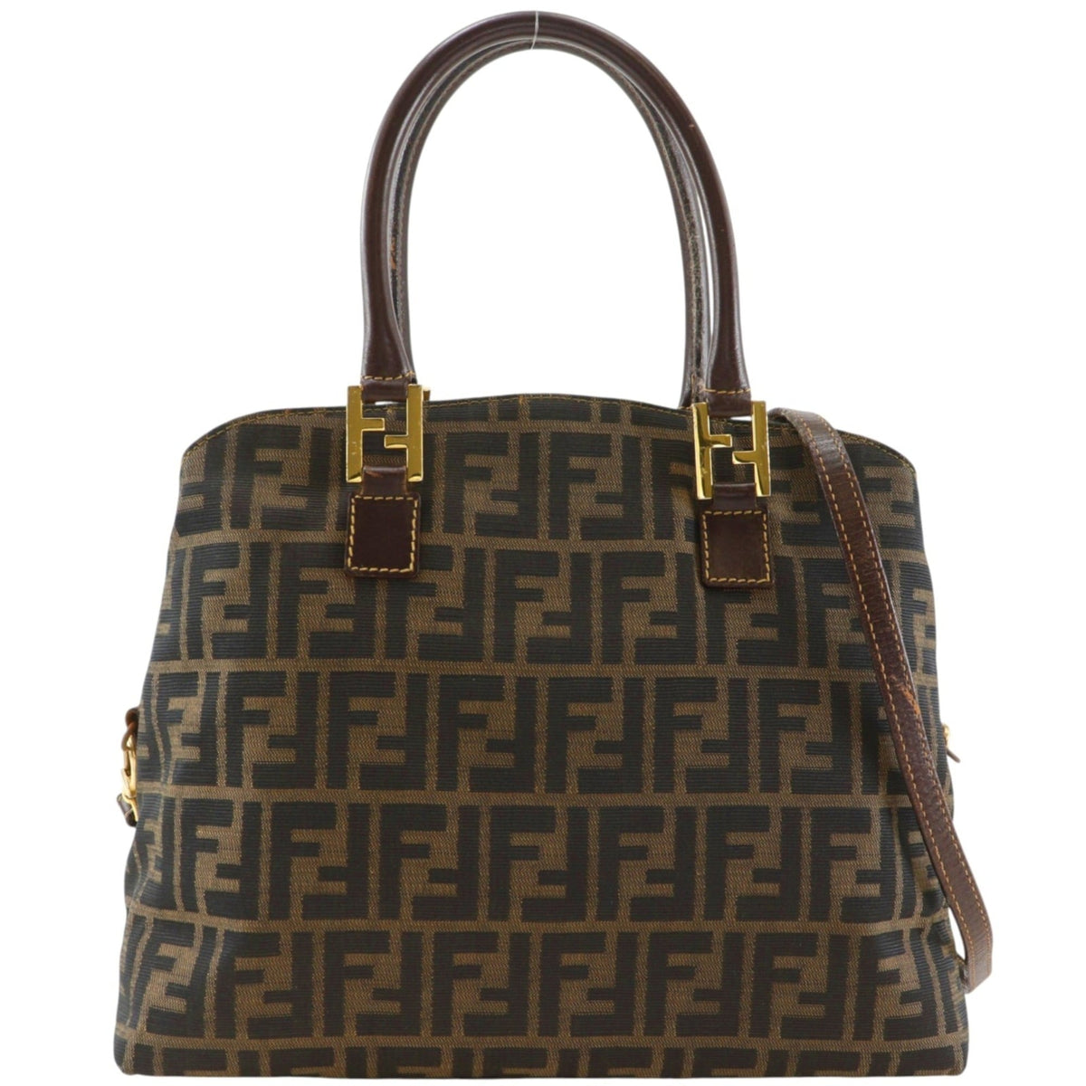 Fendi Brown Canvas Leather Handbag (Pre-Owned)
