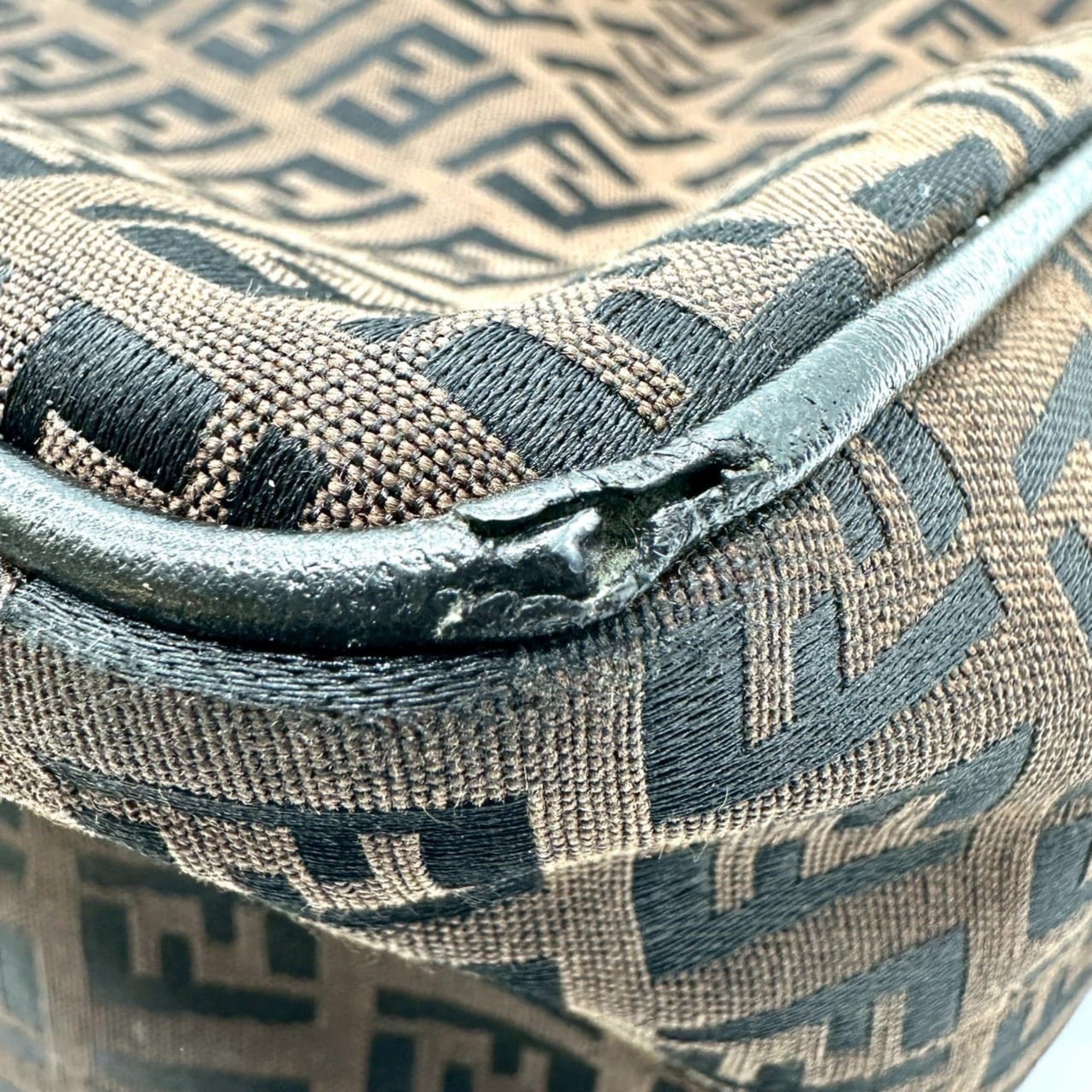 Fendi Dark Brown Canvas Handbag Tote Bag (Pre-Owned)
