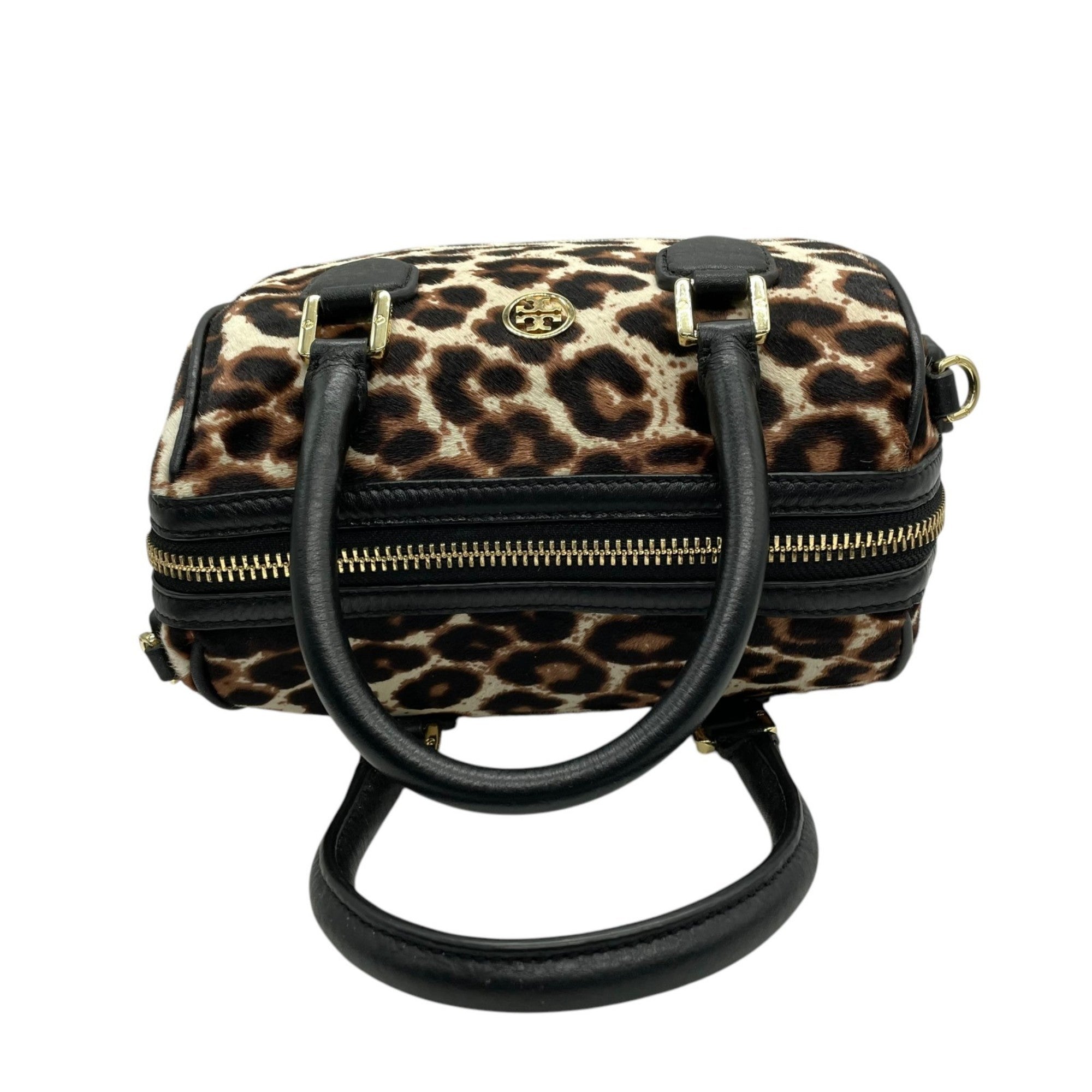 Tory Burch Black Brown Leather Leather Handbag Shoulder Bag (Pre-Owned)