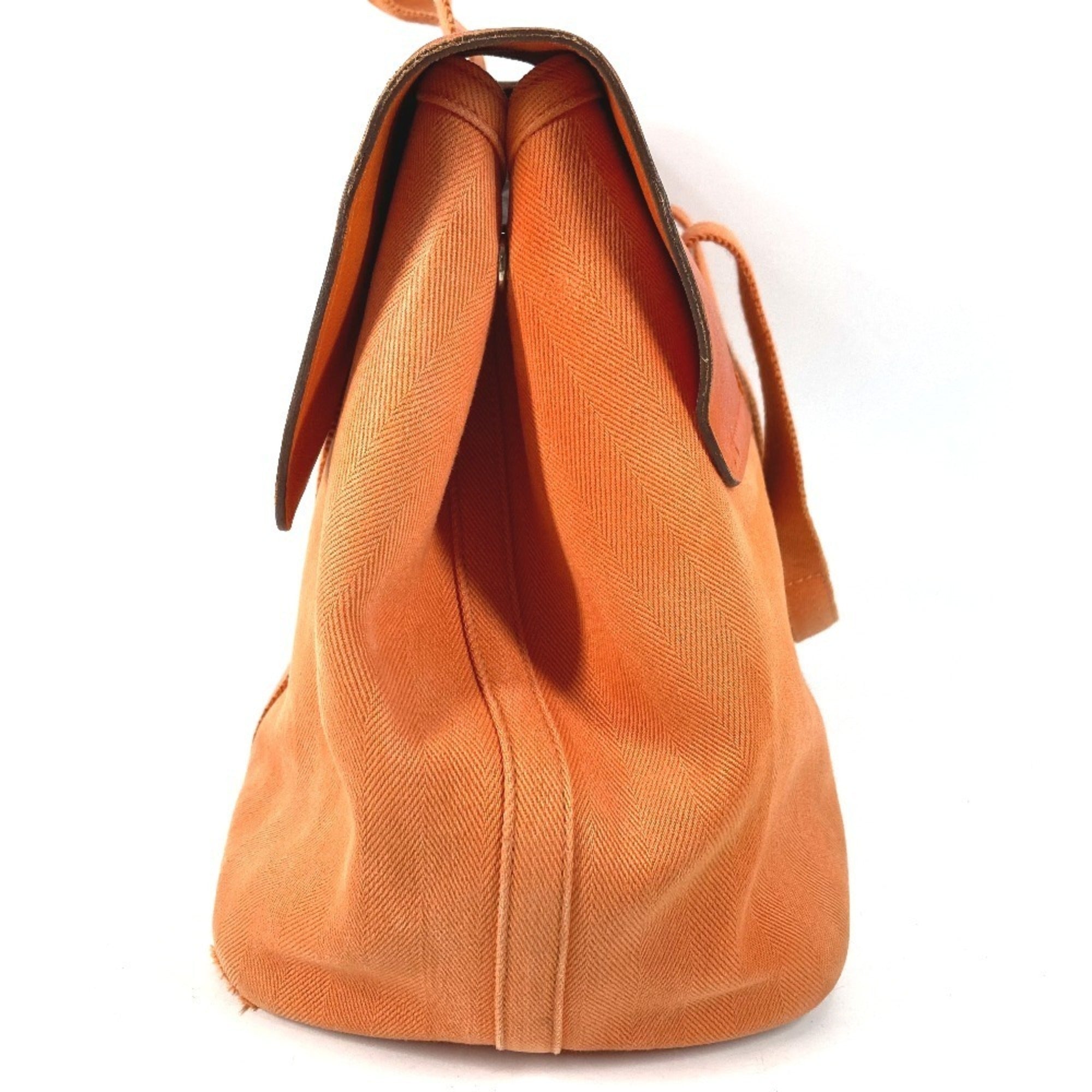 Hermes Orange Toile Chevron Handbag Pouch Tote Bag (Pre-Owned)