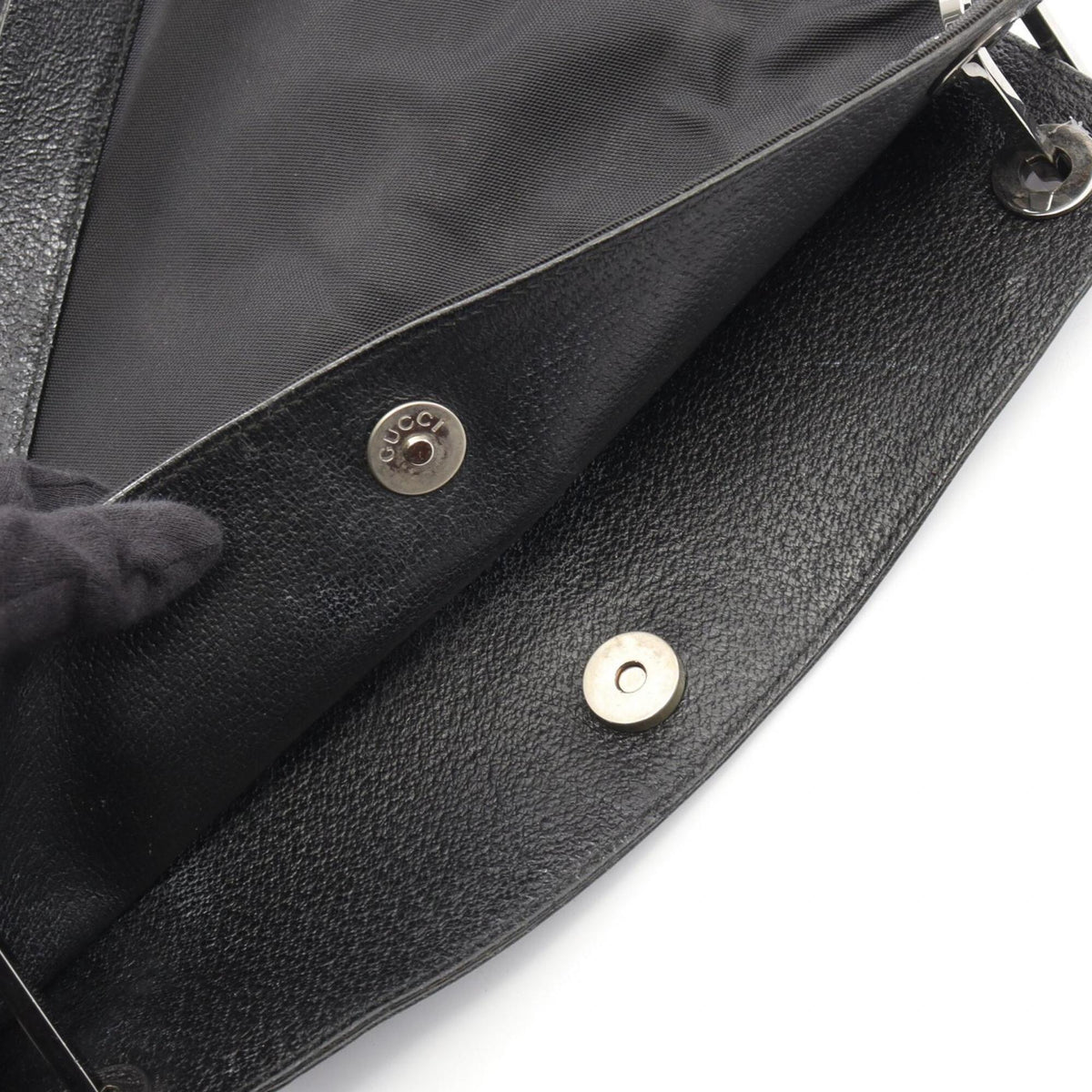Gucci Black Nylon Leather Handbag Shoulder Bag (Pre-Owned)