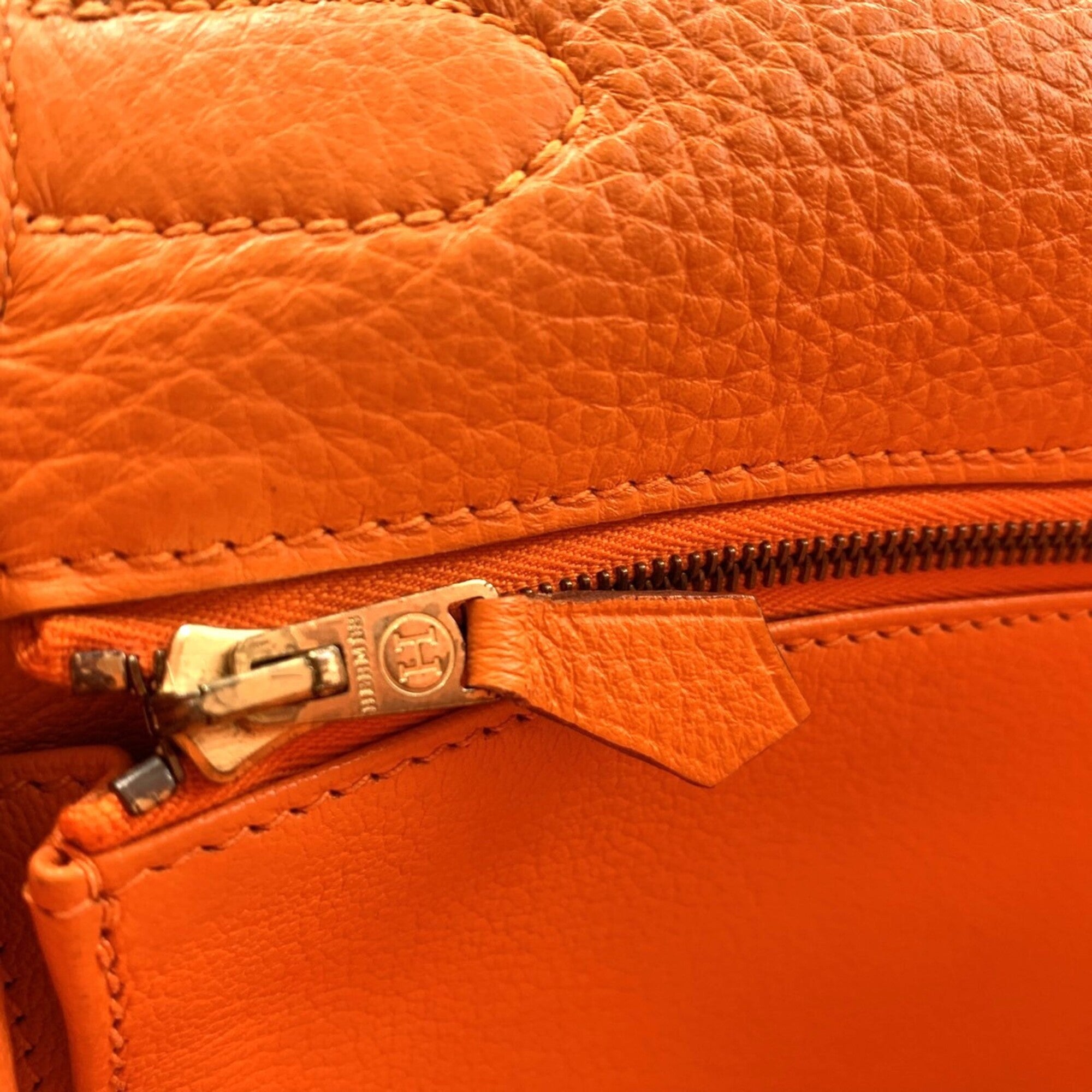 Hermes Orange Taurillon Clemence Leather Handbag (Pre-Owned)