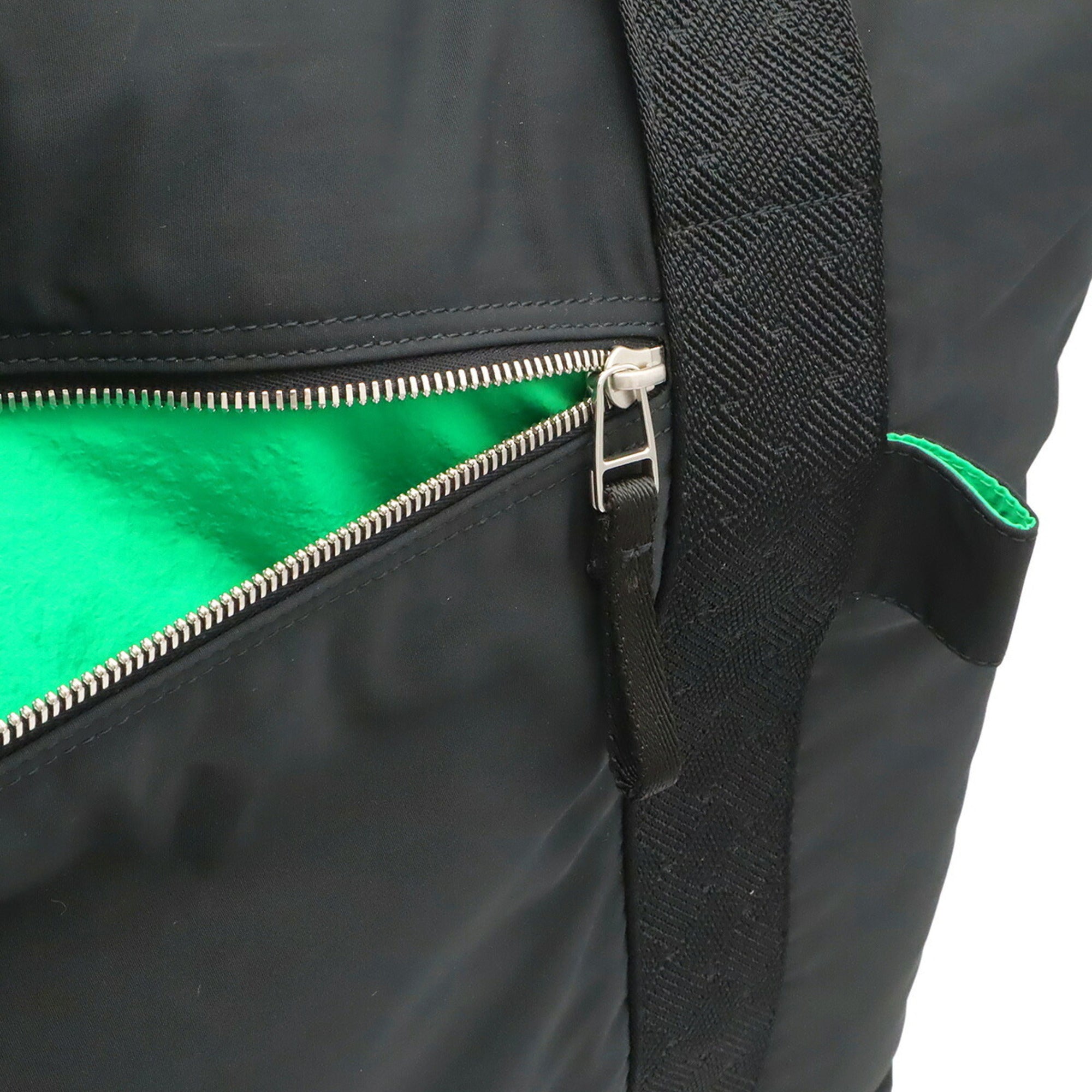 Bottega Veneta Black Green Nylon Boston Bag Shoulder Bag (Pre-Owned)