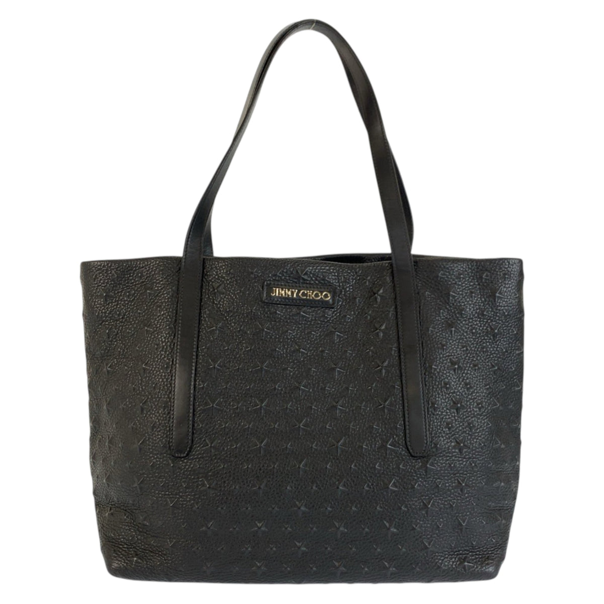 Jimmy Choo Black Leather Shoulder Bag Tote Bag (Pre-Owned)